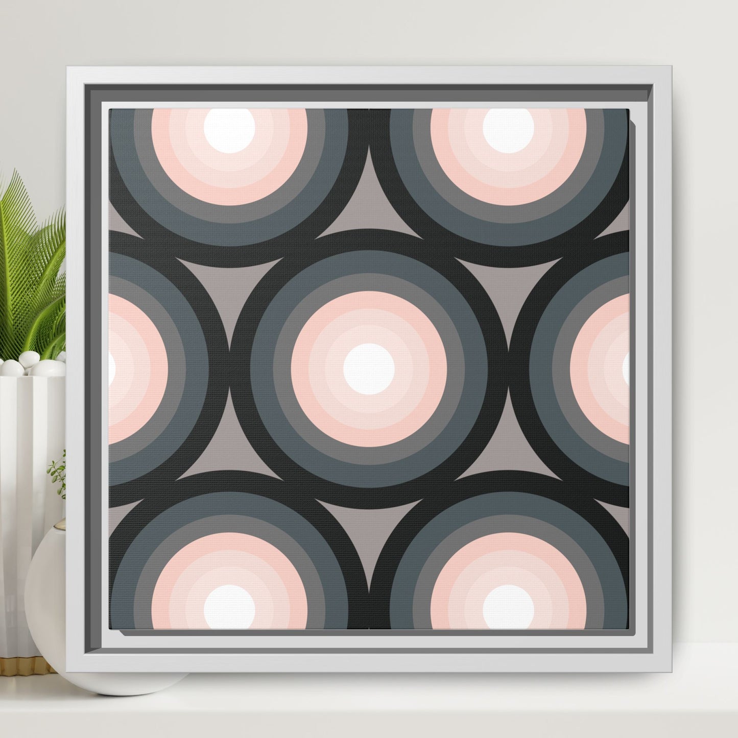 Modern Framed Geometric Canvas Art | Bold Color Meets Clean Framing