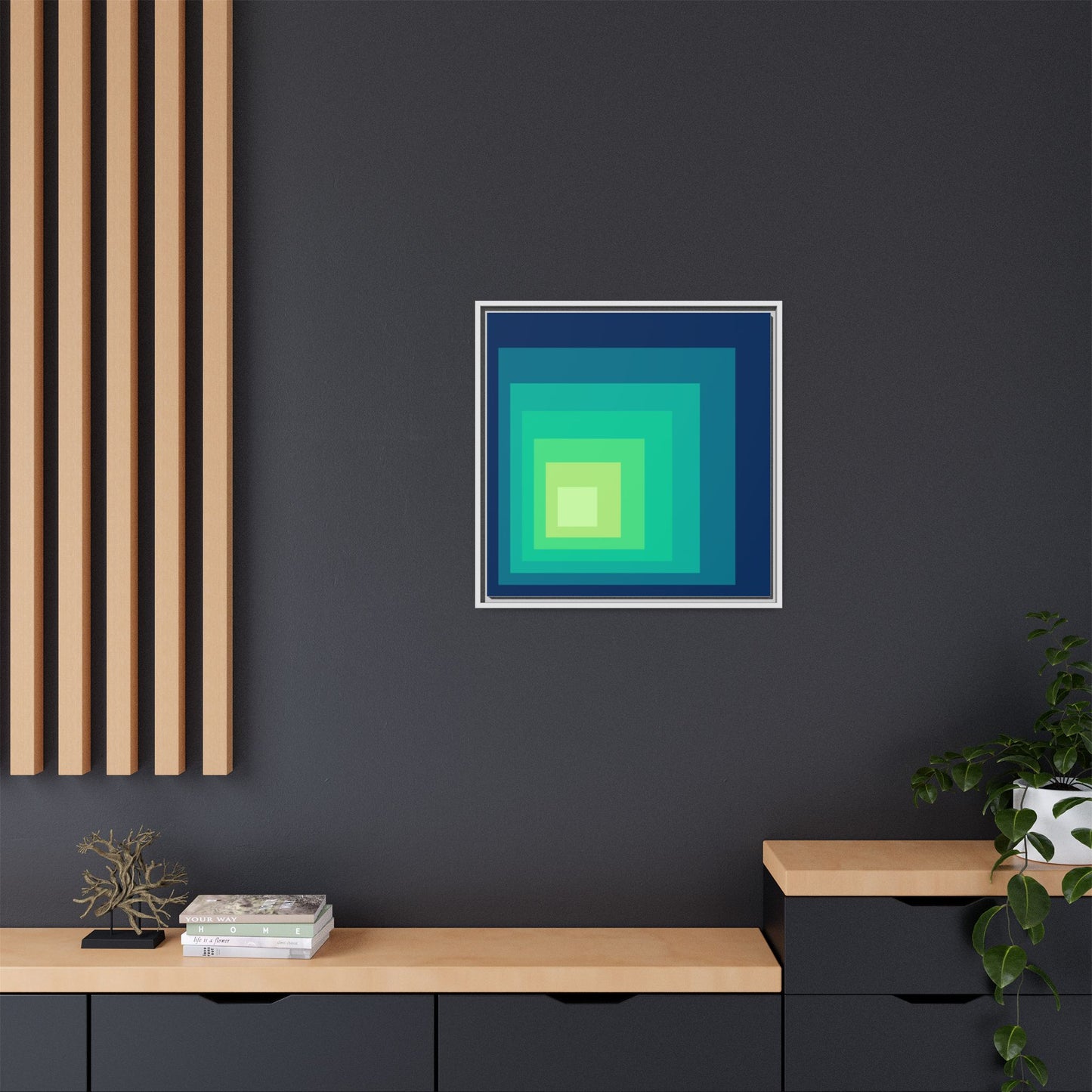 Modern Framed Geometric Canvas Art | Bold Color Meets Clean Framing