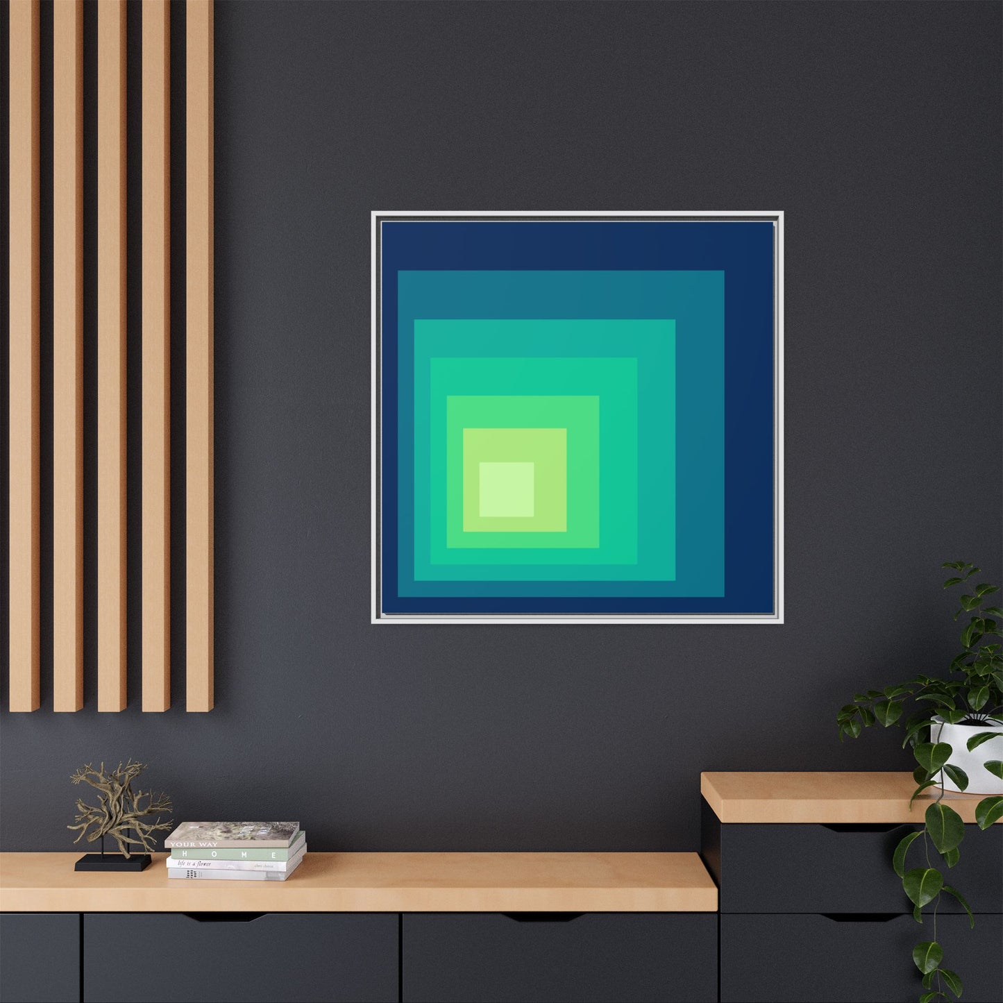 Modern Framed Geometric Canvas Art | Bold Color Meets Clean Framing