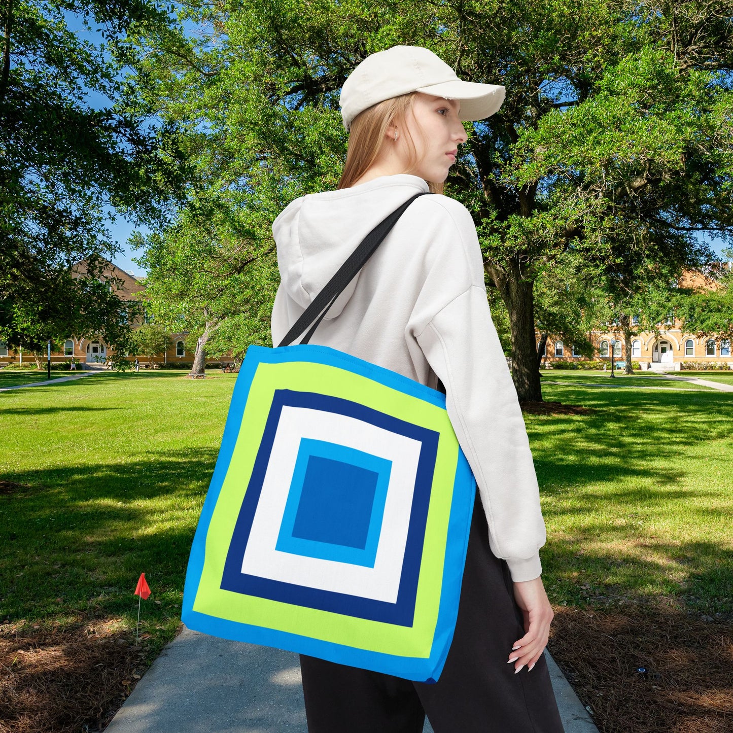 Geometric Art XII Tote Bag – 3 sizes | Bold lines. Vivid color. Retro with a modern twist.