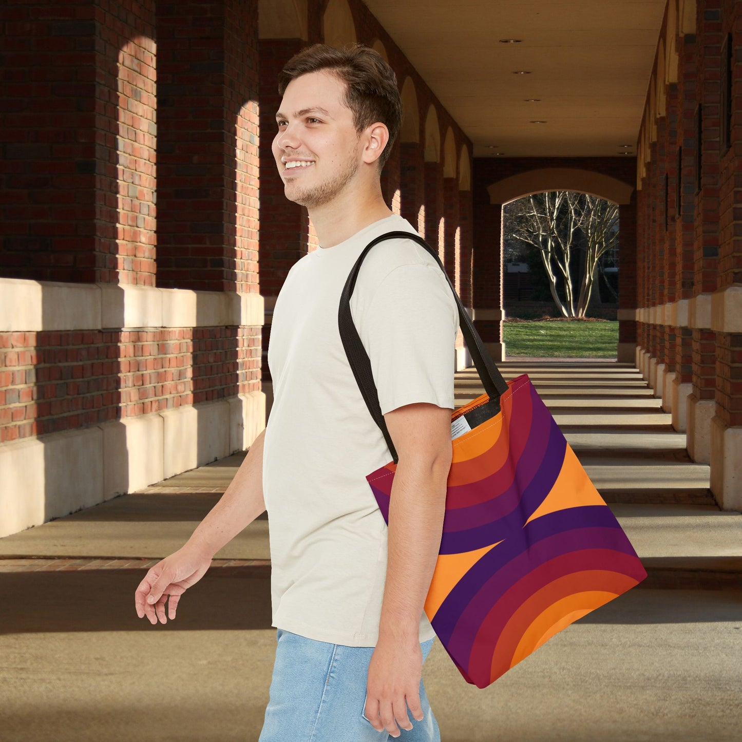 Geometric Art Tote Bag – 3 sizes | Bold lines. Vivid color. Retro with a modern twist.