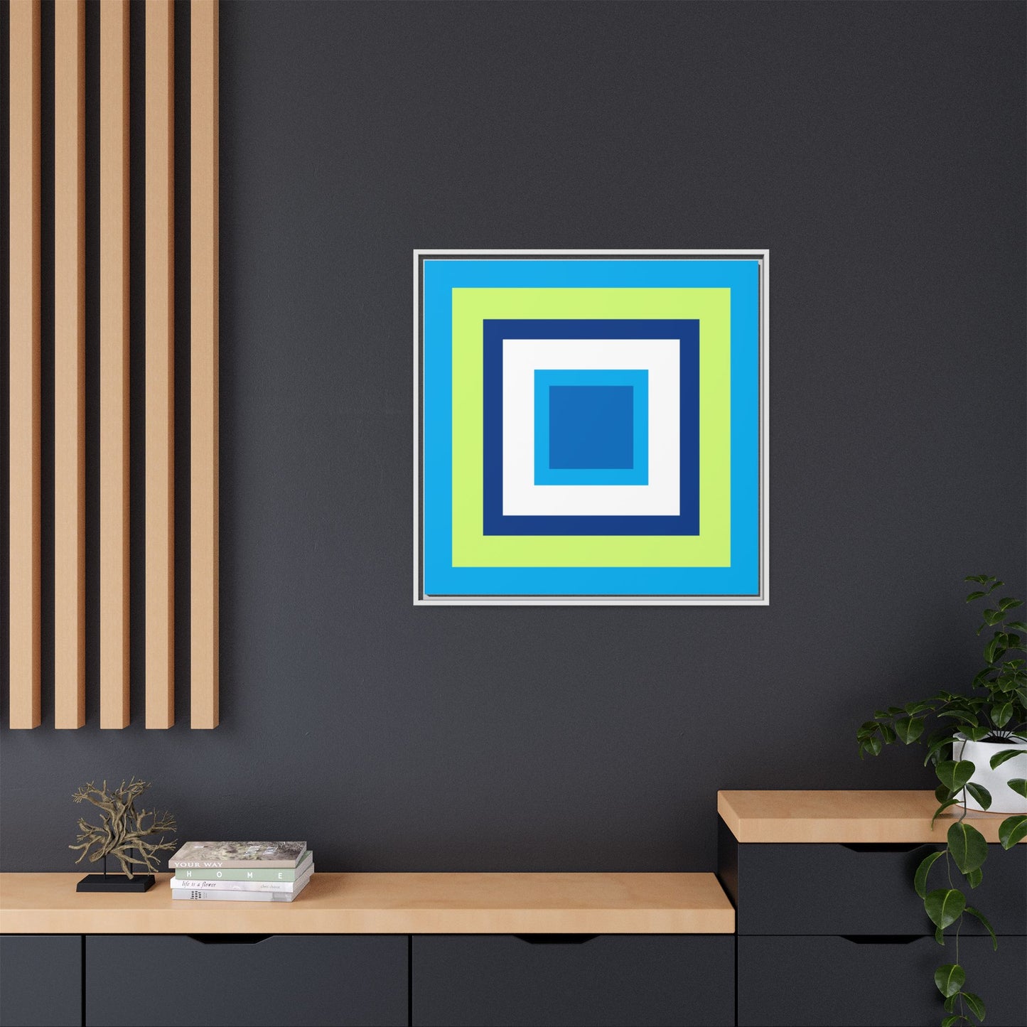 Modern Framed Geometric Canvas Art | Bold Color Meets Clean Framing