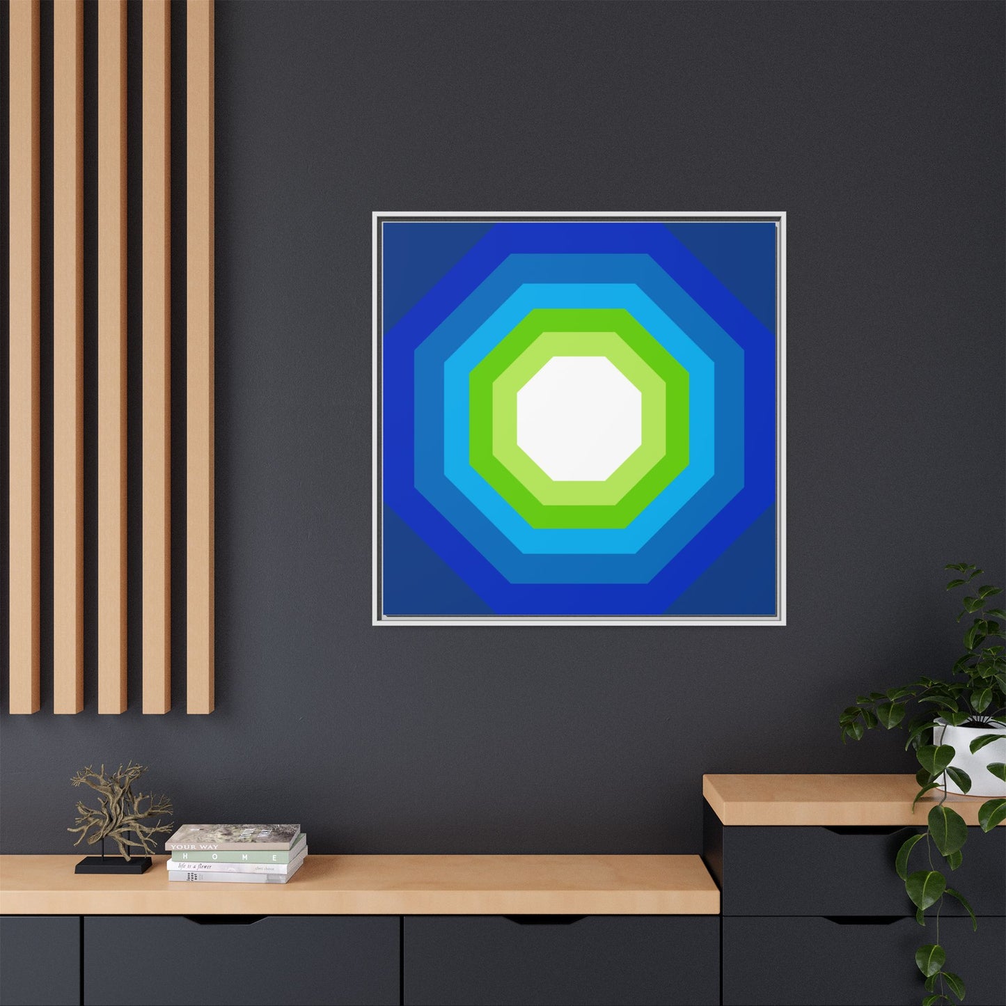 Modern Framed Geometric Canvas Art | Bold Color Meets Clean Framing