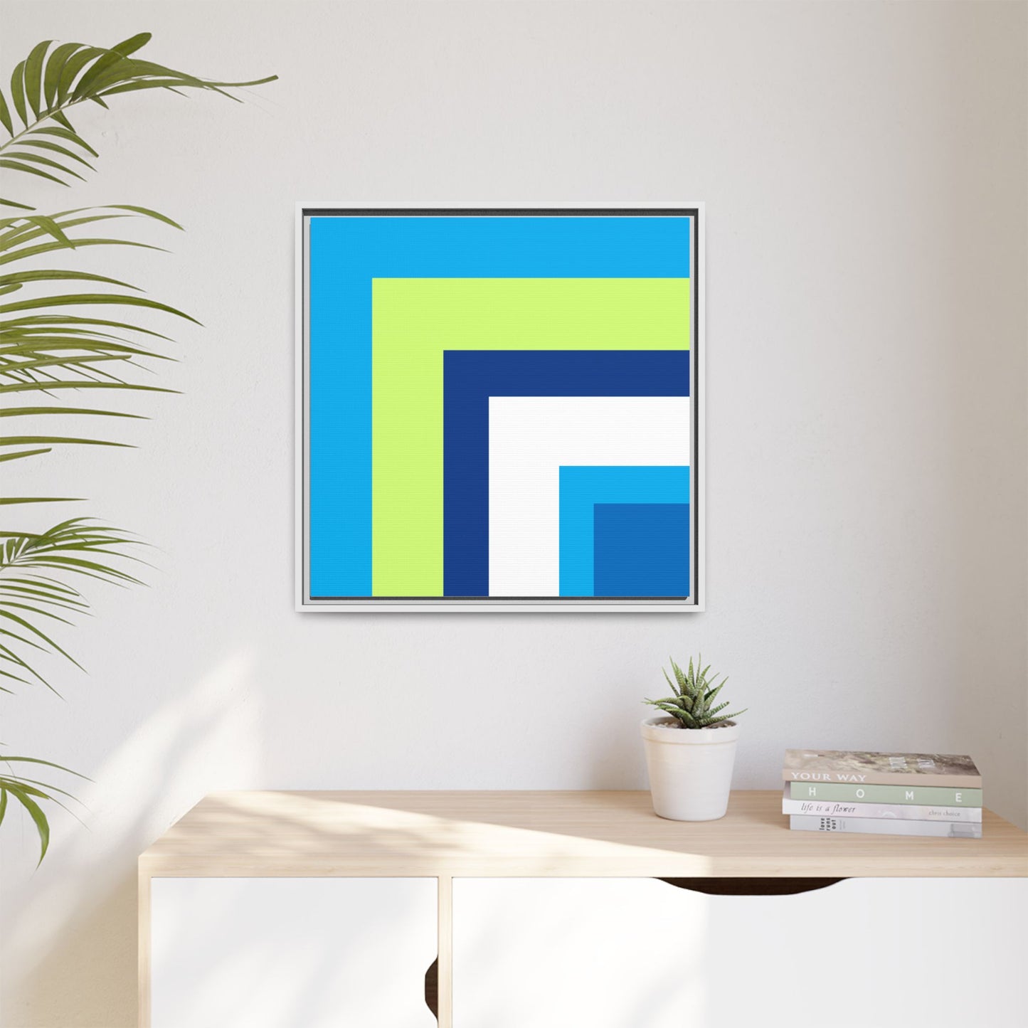 Modern Framed Geometric Canvas Art | Bold Color Meets Clean Framing