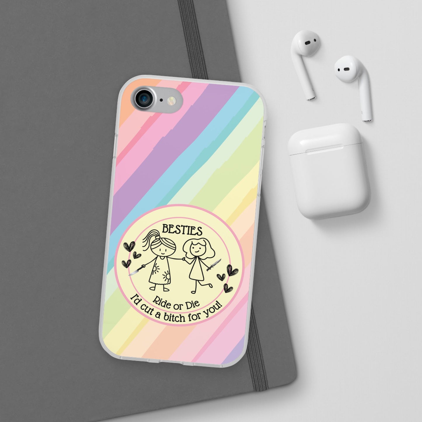 Phone Cases - Pastels Besties Ride or Die | "I'd Cut a Bitch for You"
