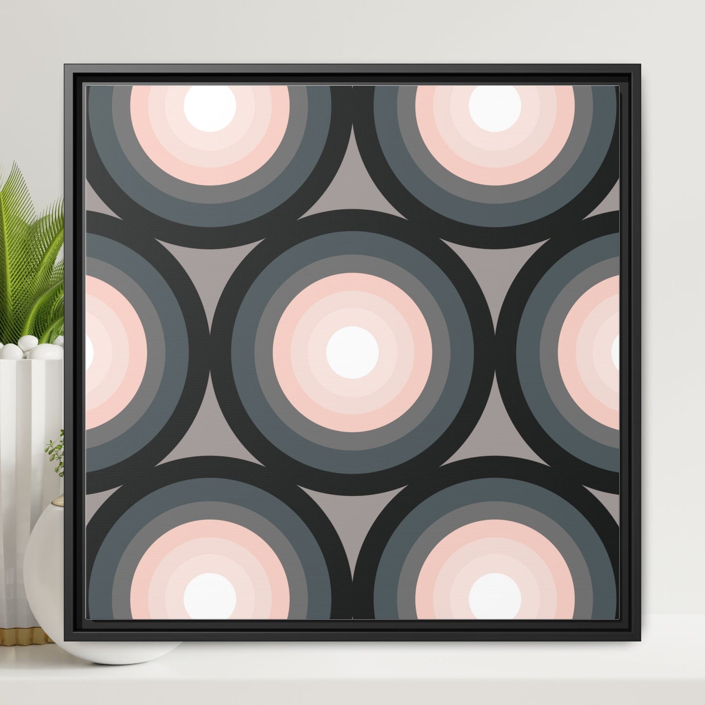 Modern Framed Geometric Canvas Art | Bold Color Meets Clean Framing