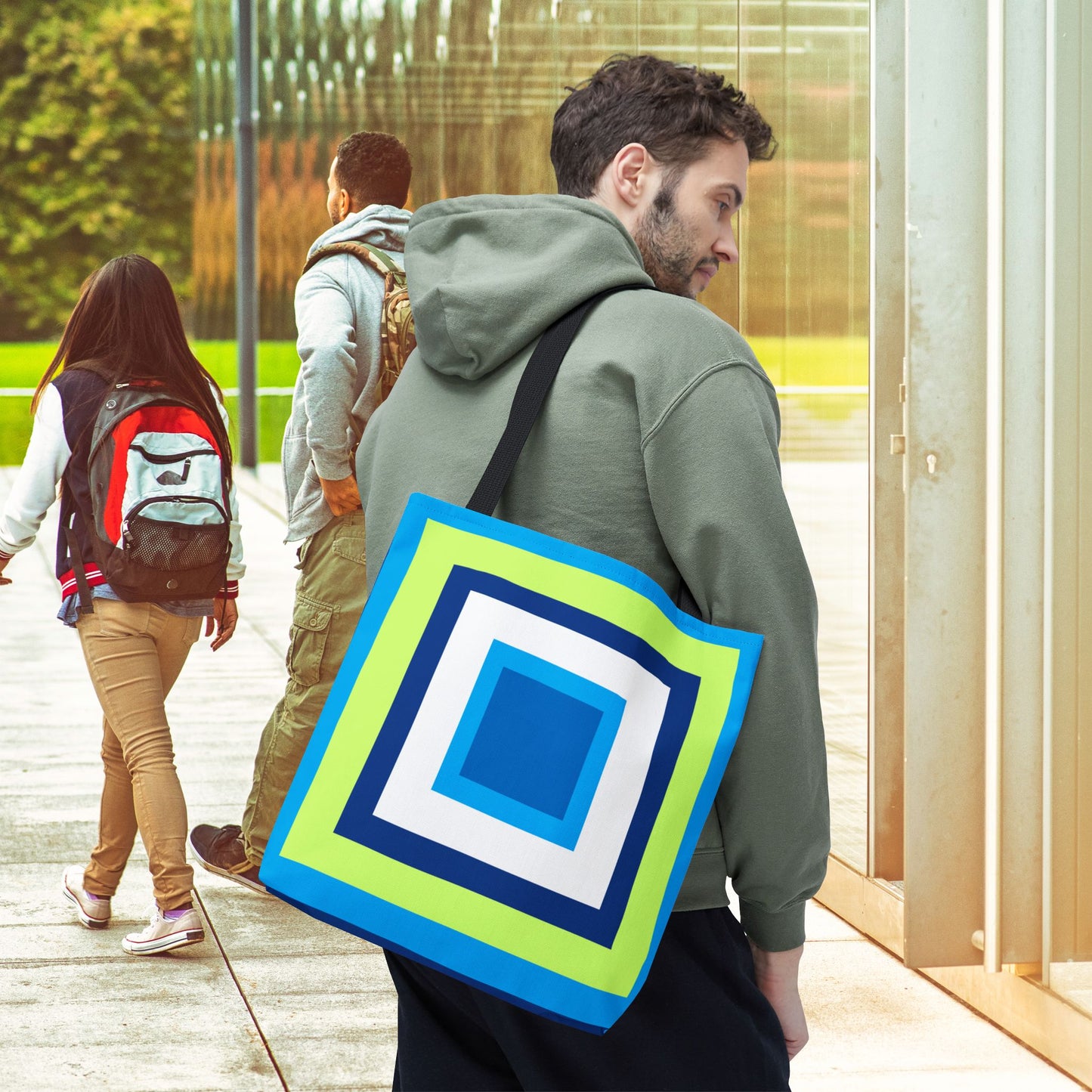 Geometric Art XII Tote Bag – 3 sizes | Bold lines. Vivid color. Retro with a modern twist.