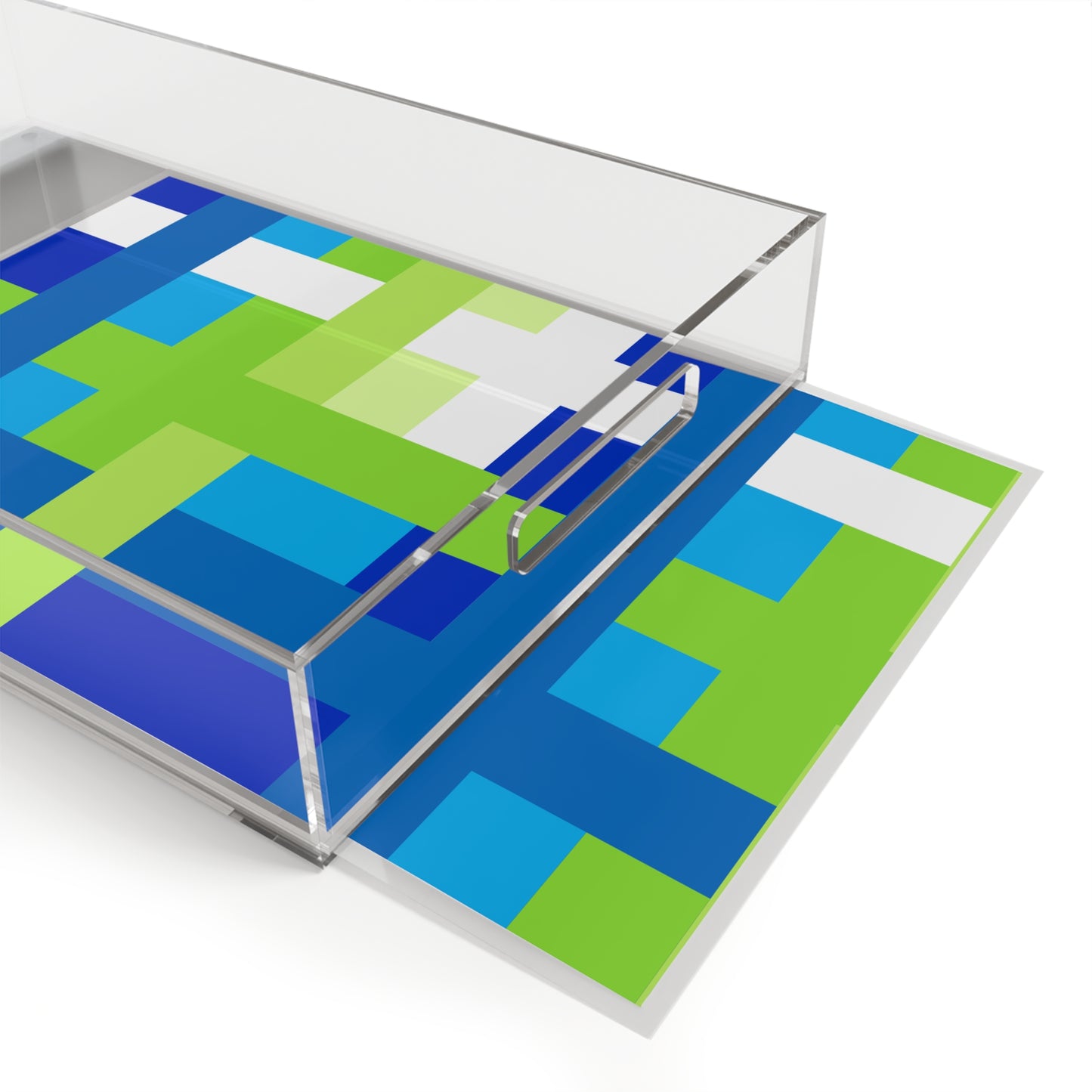 Modern Acrylic Tray with Bold Geometric Artwork