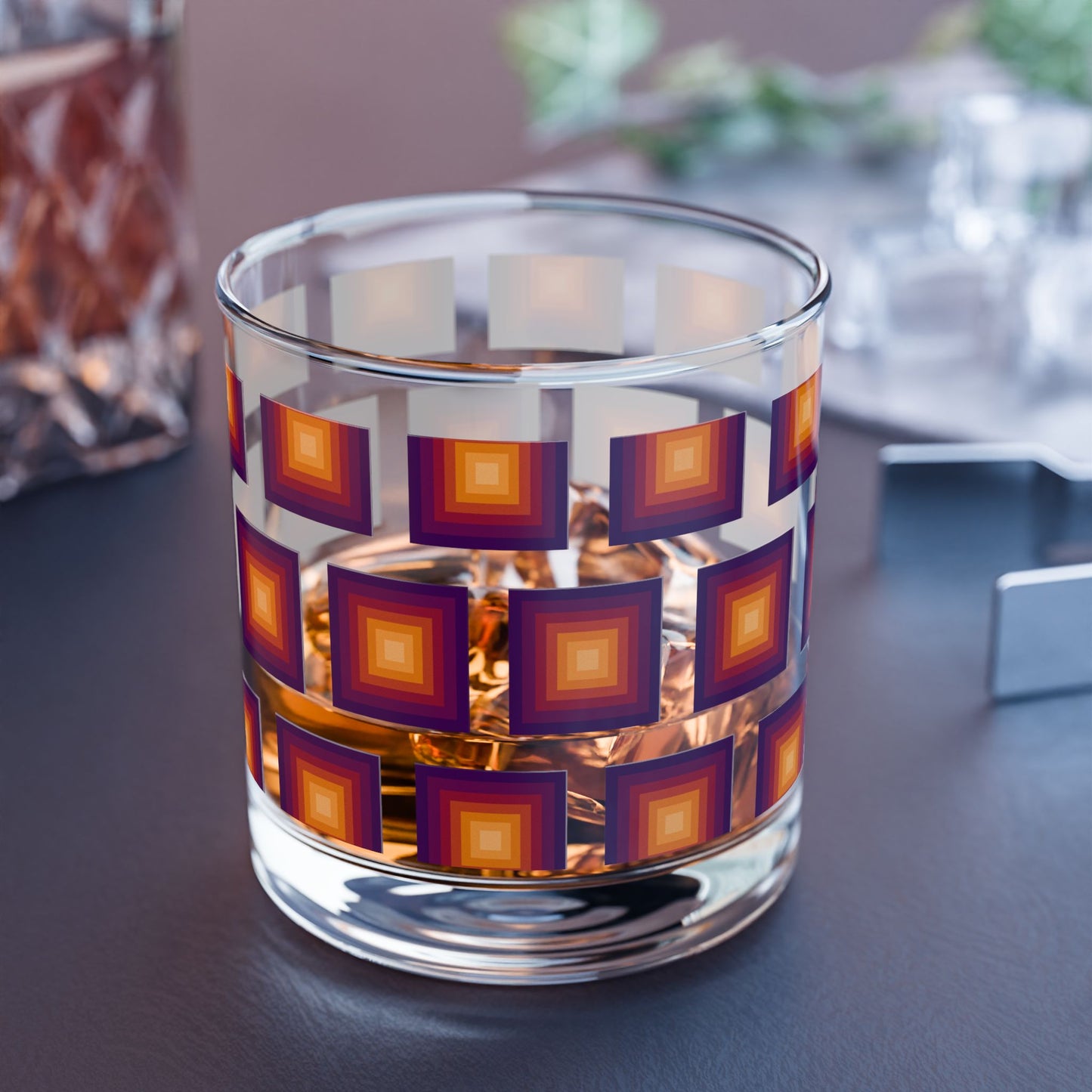 Vibrant Modern Retro Rocks Glass – 10oz