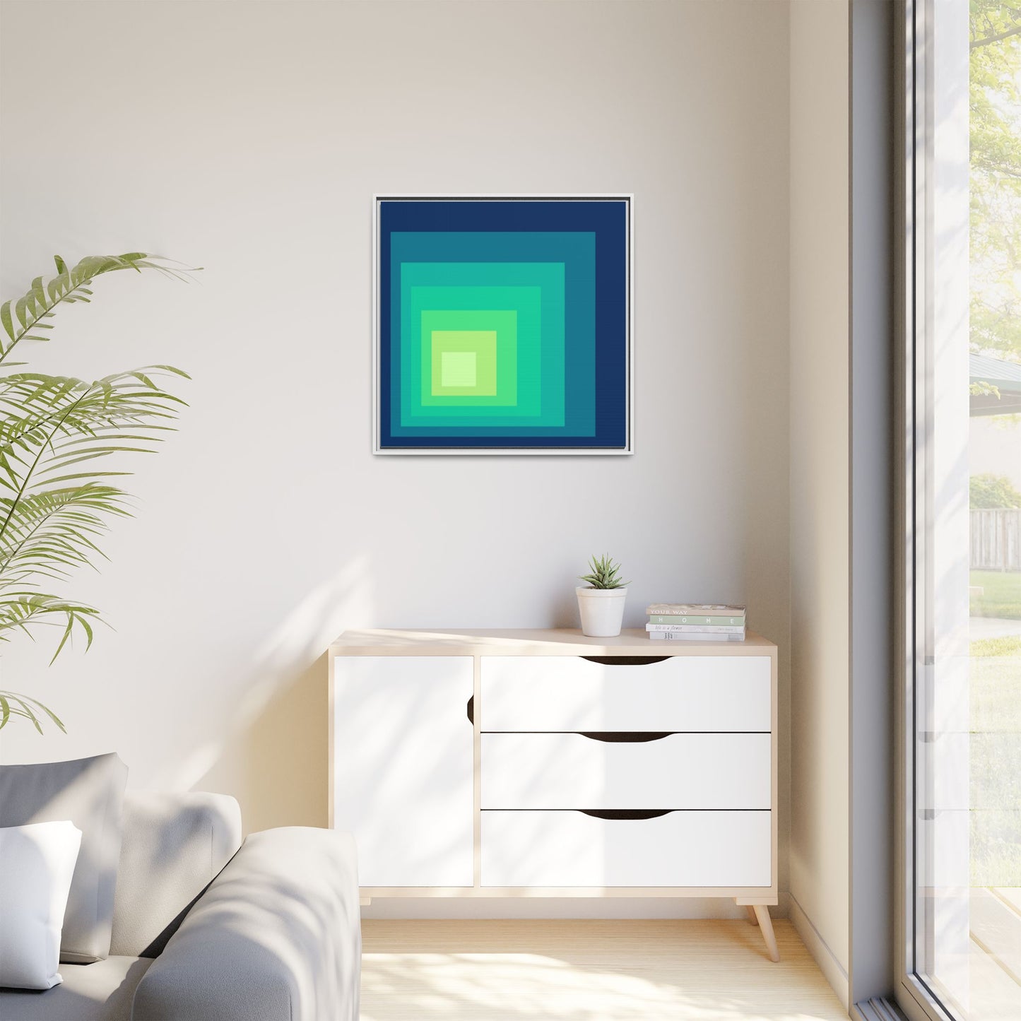 Modern Framed Geometric Canvas Art | Bold Color Meets Clean Framing