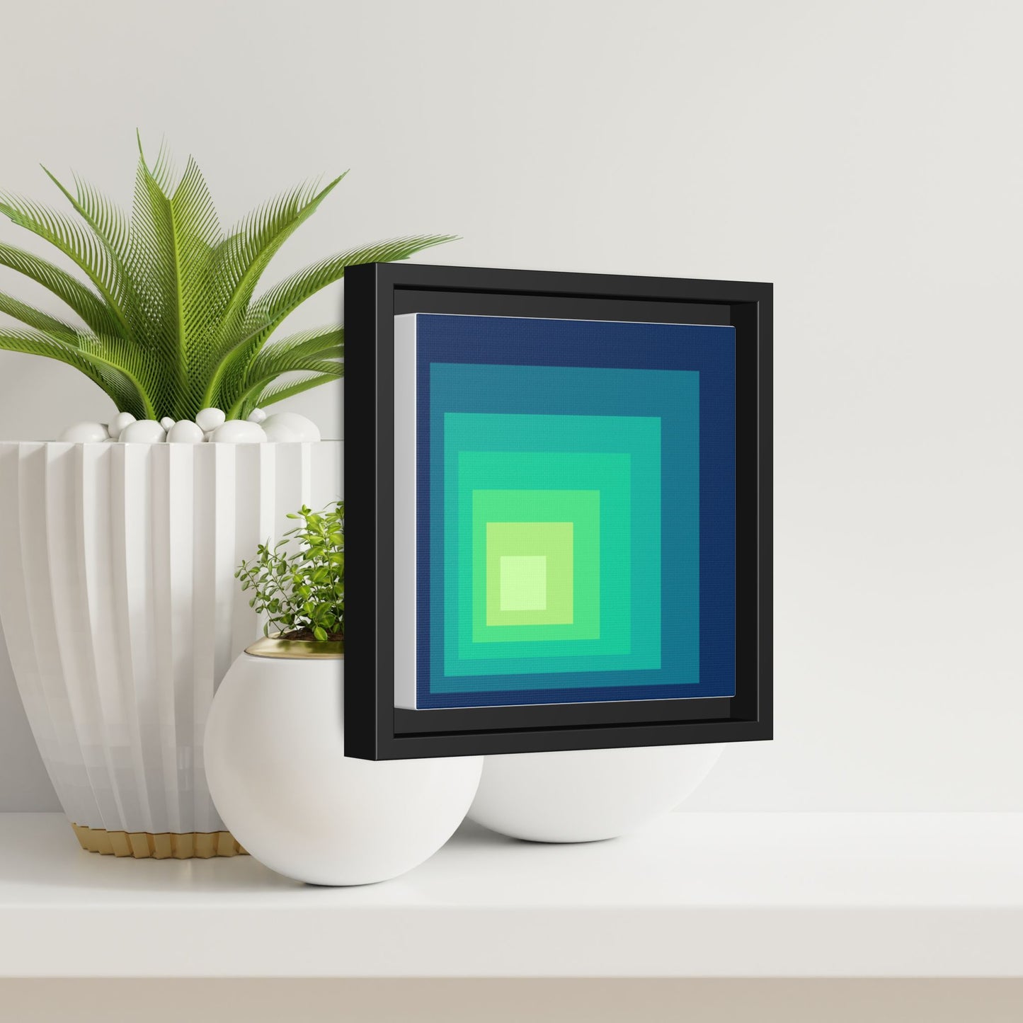 Modern Framed Geometric Canvas Art | Bold Color Meets Clean Framing