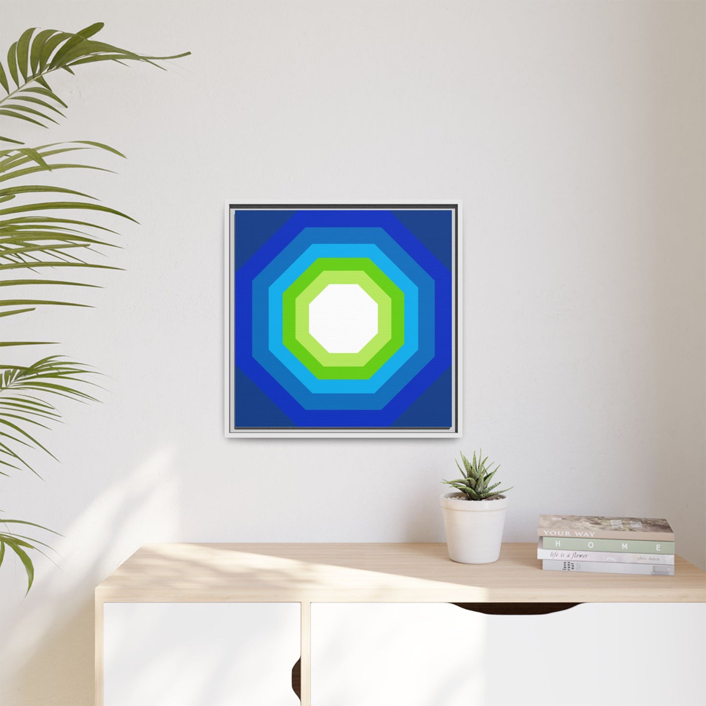 Modern Framed Geometric Canvas Art | Bold Color Meets Clean Framing