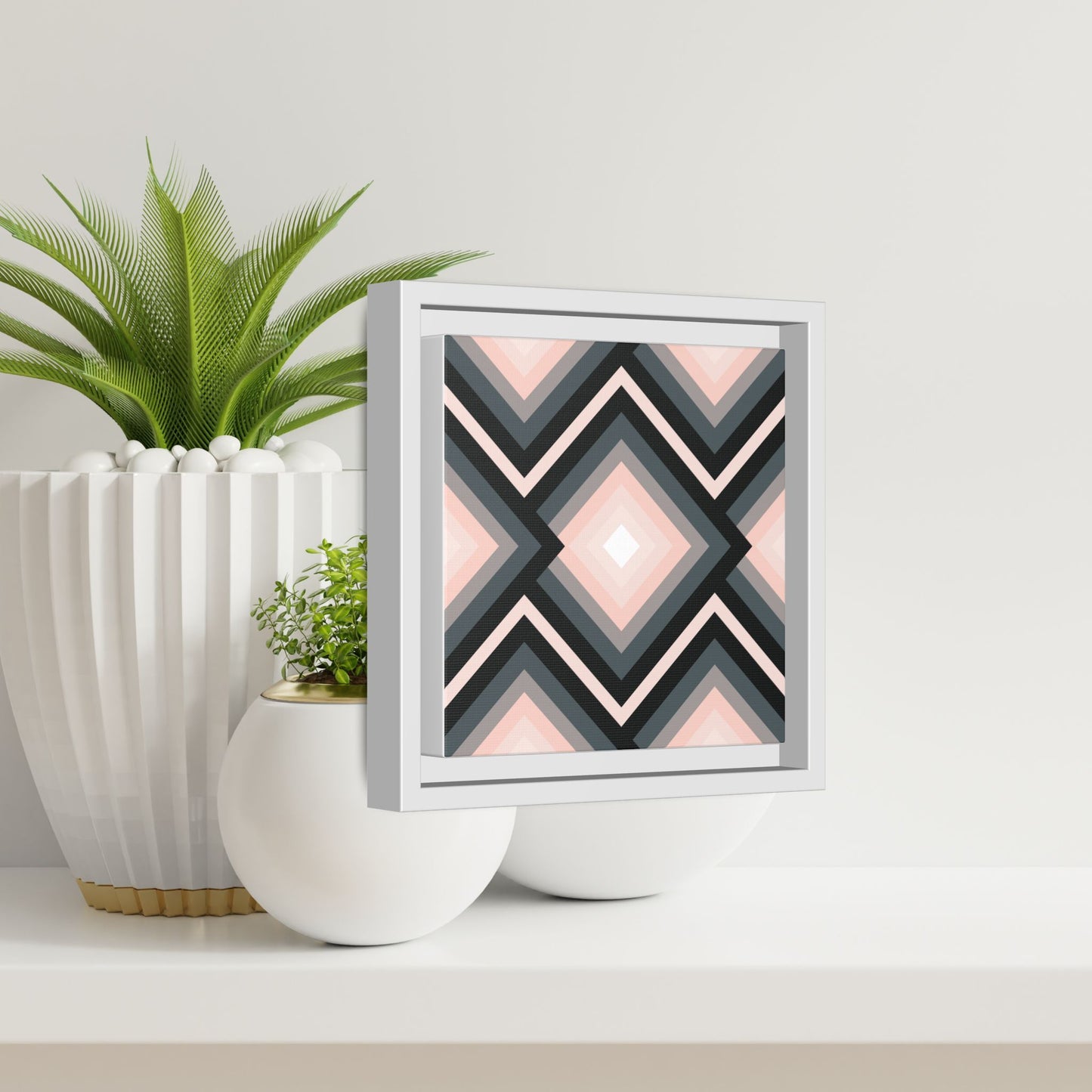 Modern Framed Geometric Canvas Art | Bold Color Meets Clean Framing