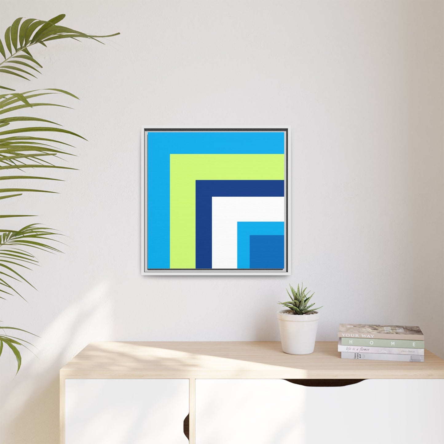 Modern Framed Geometric Canvas Art | Bold Color Meets Clean Framing