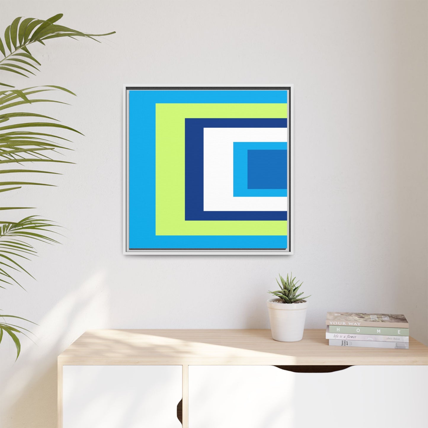 Modern Framed Geometric Canvas Art | Bold Color Meets Clean Framing