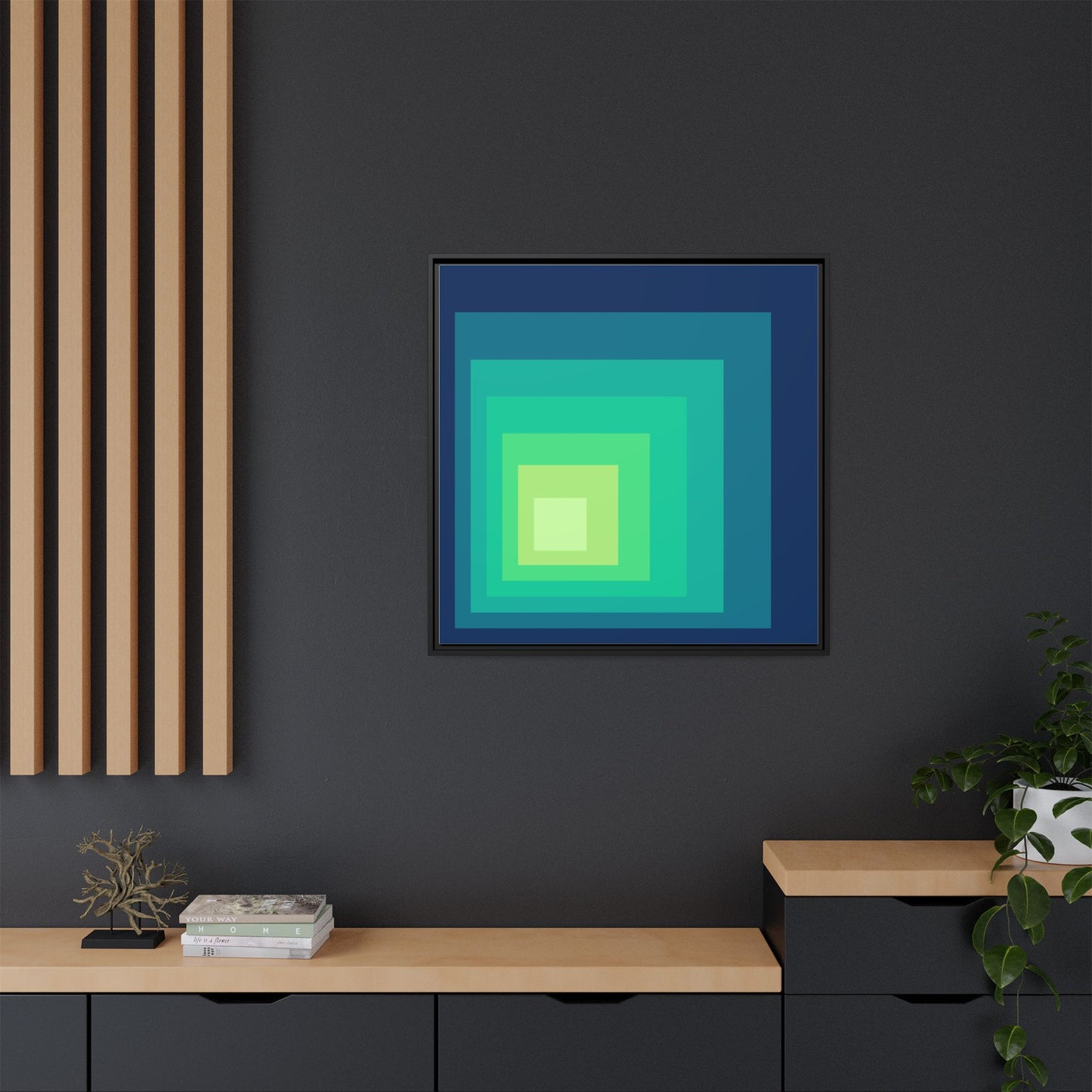Modern Framed Geometric Canvas Art | Bold Color Meets Clean Framing