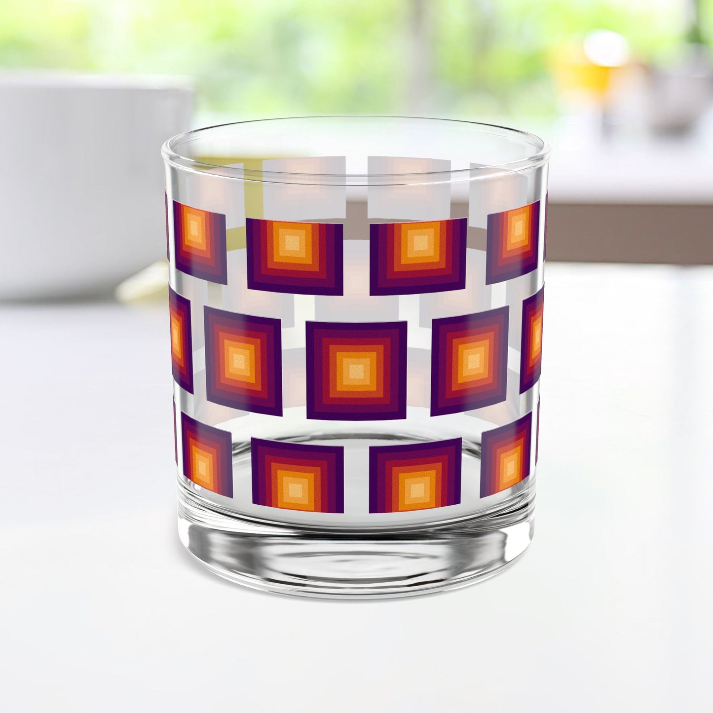Vibrant Modern Retro Rocks Glass – 10oz