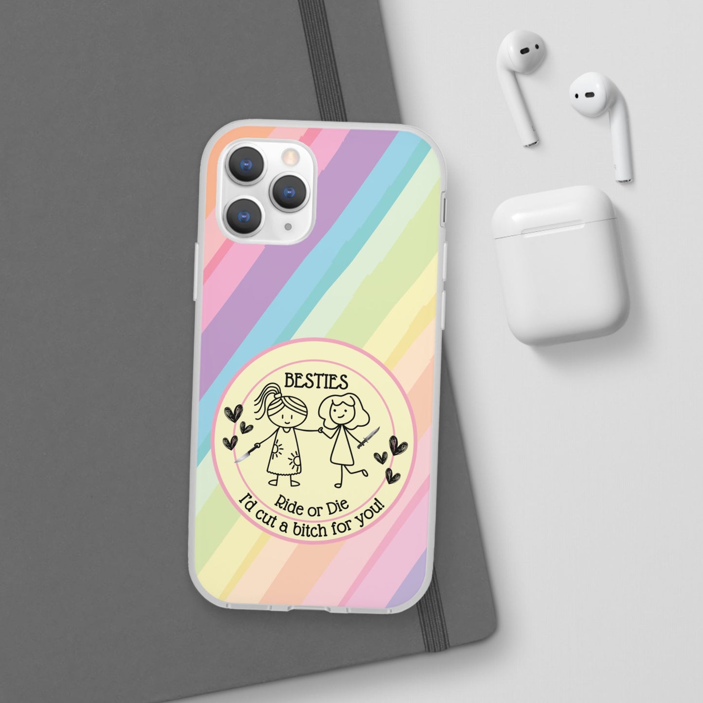 Phone Cases - Pastels Besties Ride or Die | "I'd Cut a Bitch for You"