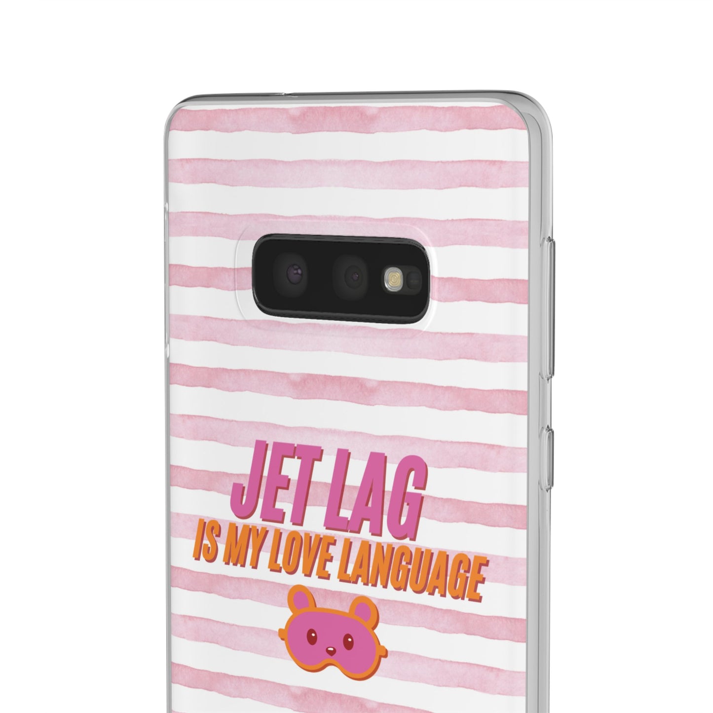 Phone Case - Jetlag is My Love Language Pink Stripe Flexi Case