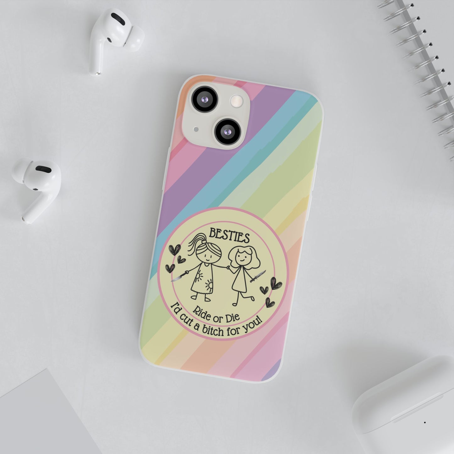 Phone Cases - Pastels Besties Ride or Die | "I'd Cut a Bitch for You"