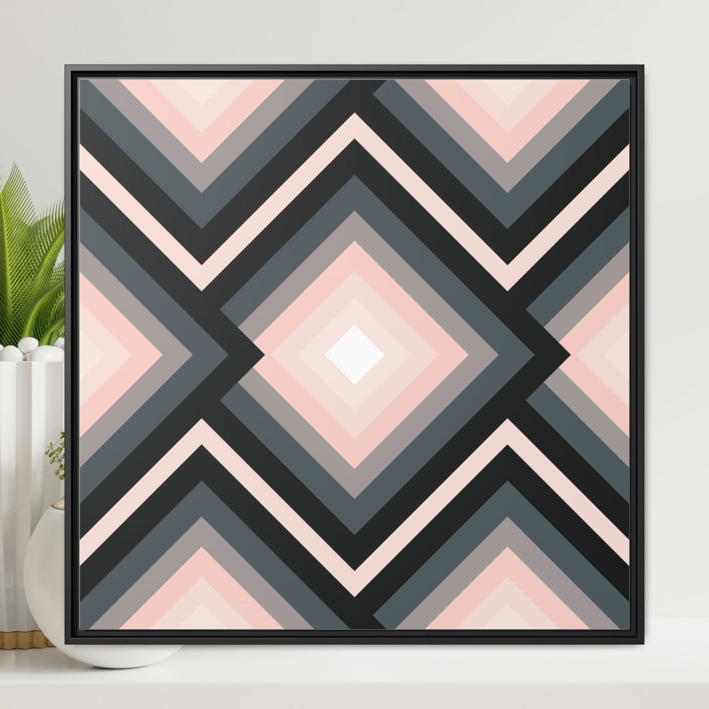 Modern Framed Geometric Canvas Art | Bold Color Meets Clean Framing