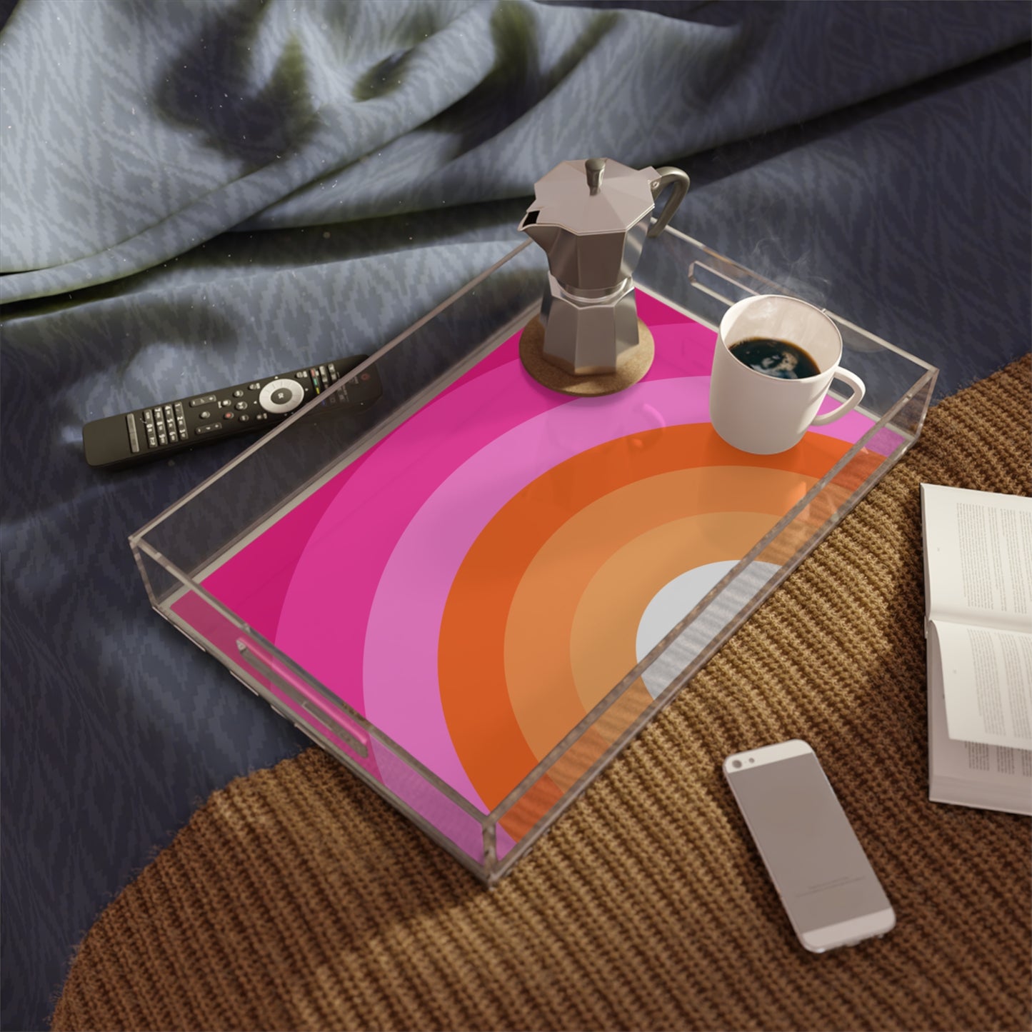 Modern Acrylic Tray with Bold Geometric Artwork