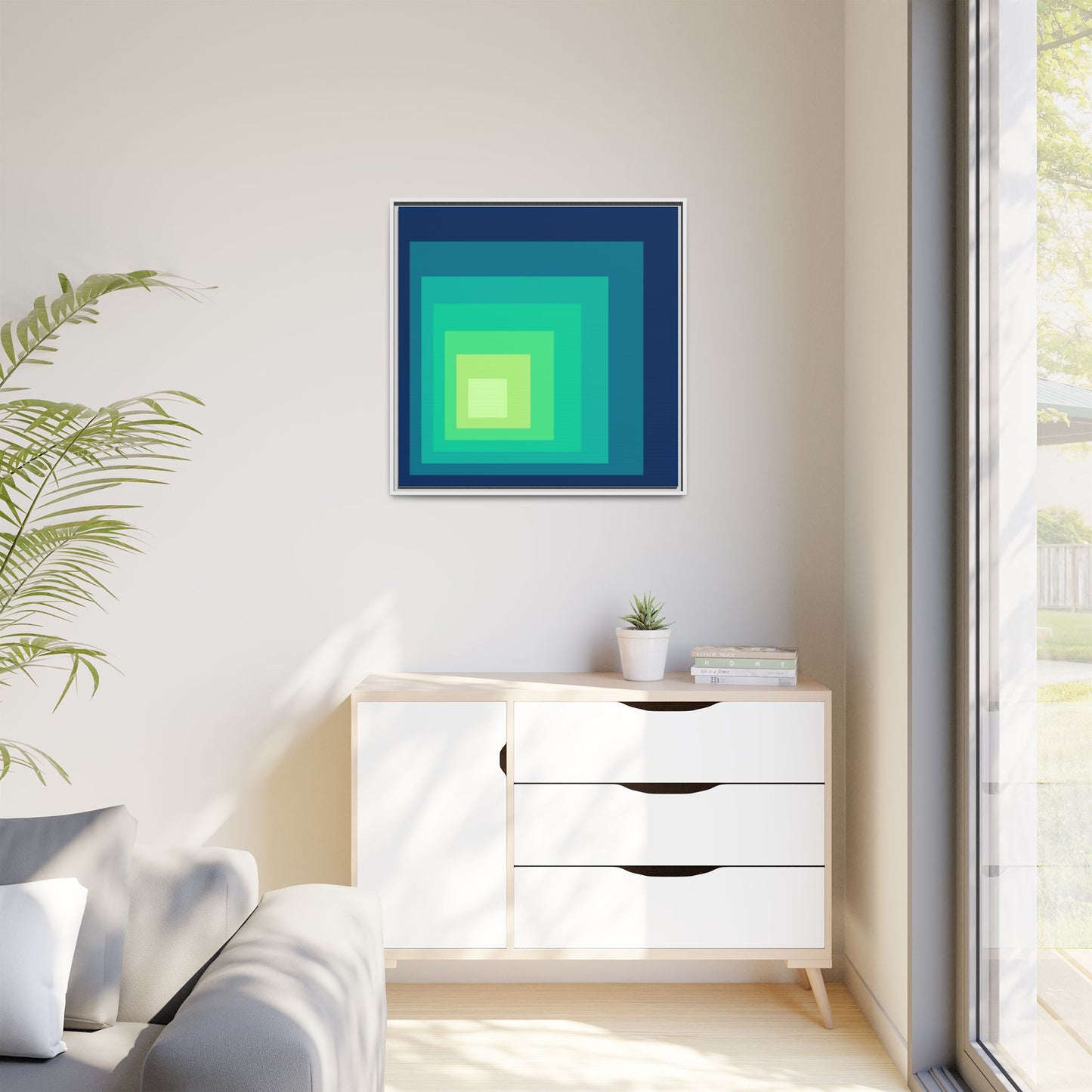 Modern Framed Geometric Canvas Art | Bold Color Meets Clean Framing