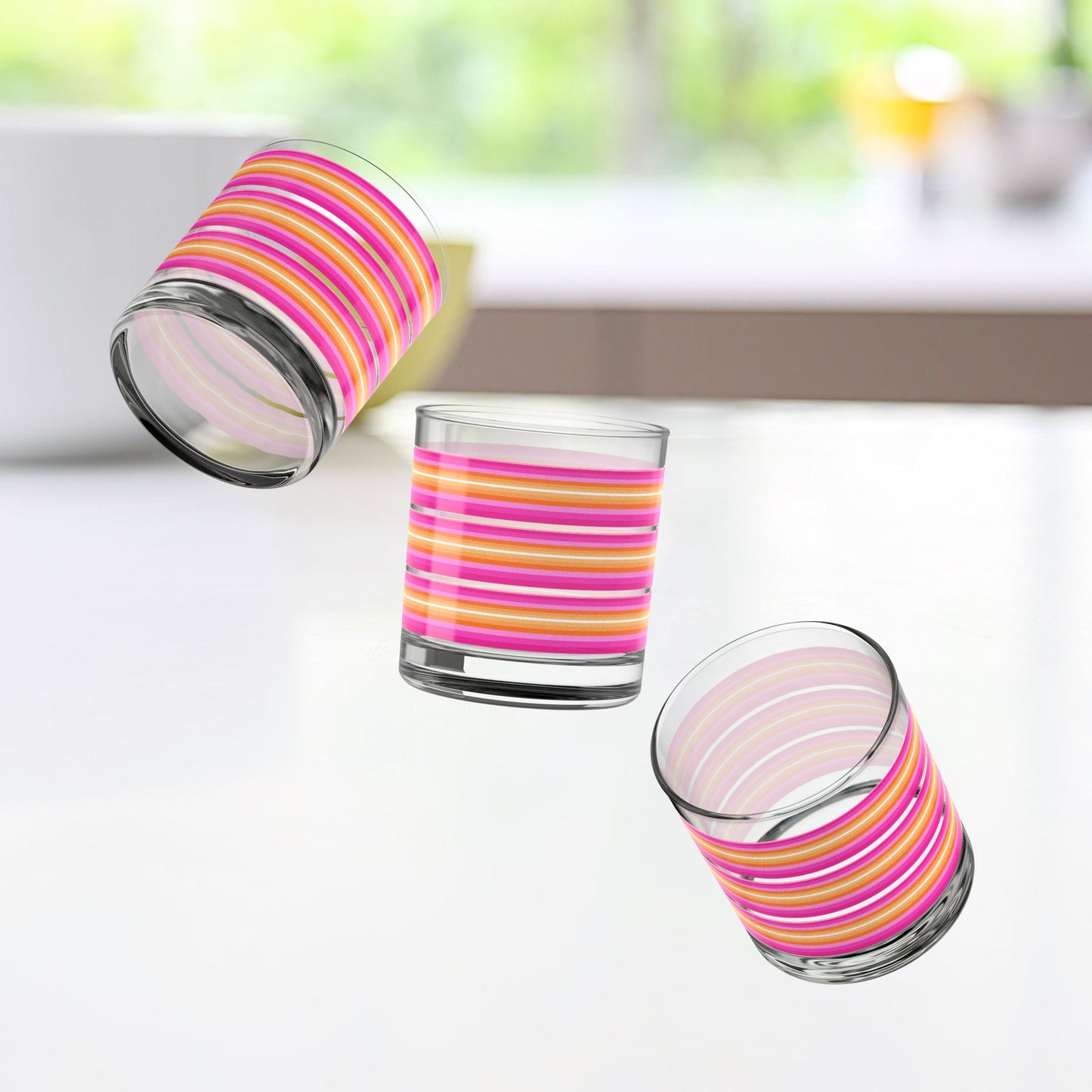 Vibrant Modern Retro Rocks Glass – 10oz