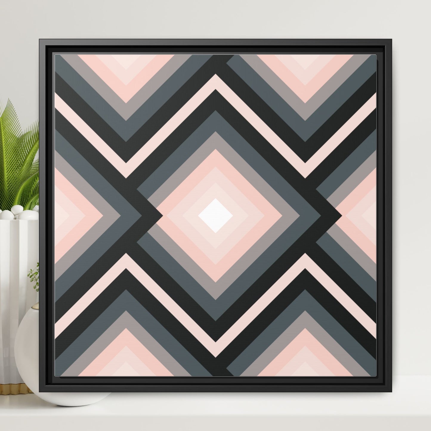Modern Framed Geometric Canvas Art | Bold Color Meets Clean Framing