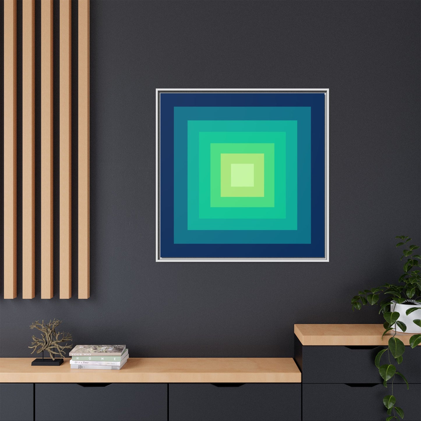 Modern Framed Geometric Canvas Art | Bold Color Meets Clean Framing