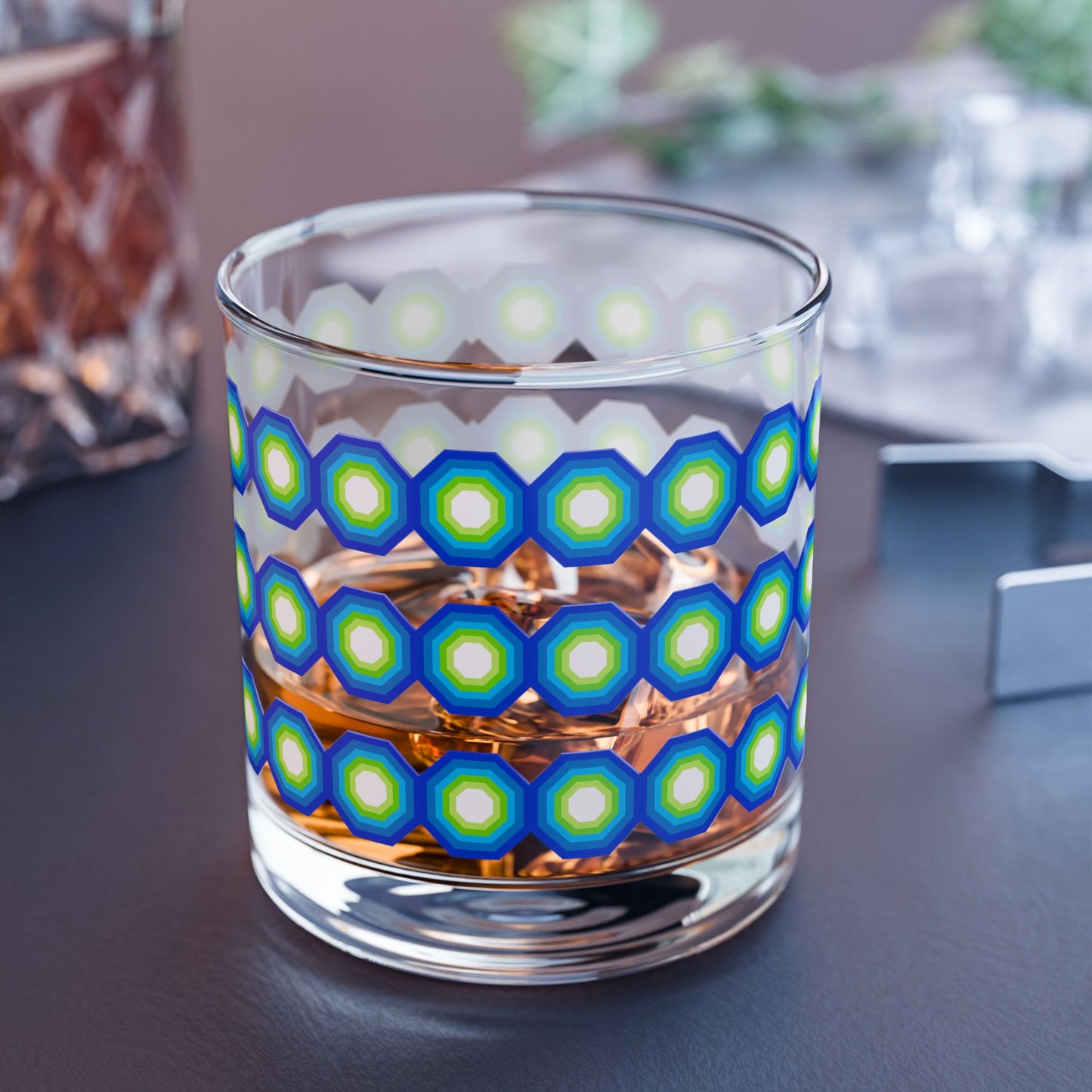 Vibrant Modern Retro Rocks Glass – 10oz