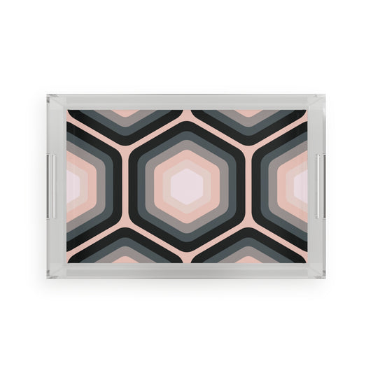 Modern Acrylic Tray with Bold Geometric Artwork