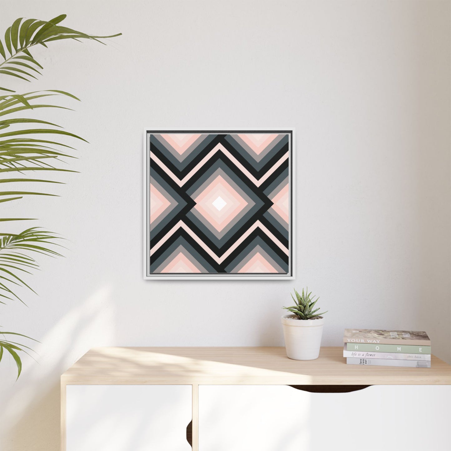 Modern Framed Geometric Canvas Art | Bold Color Meets Clean Framing
