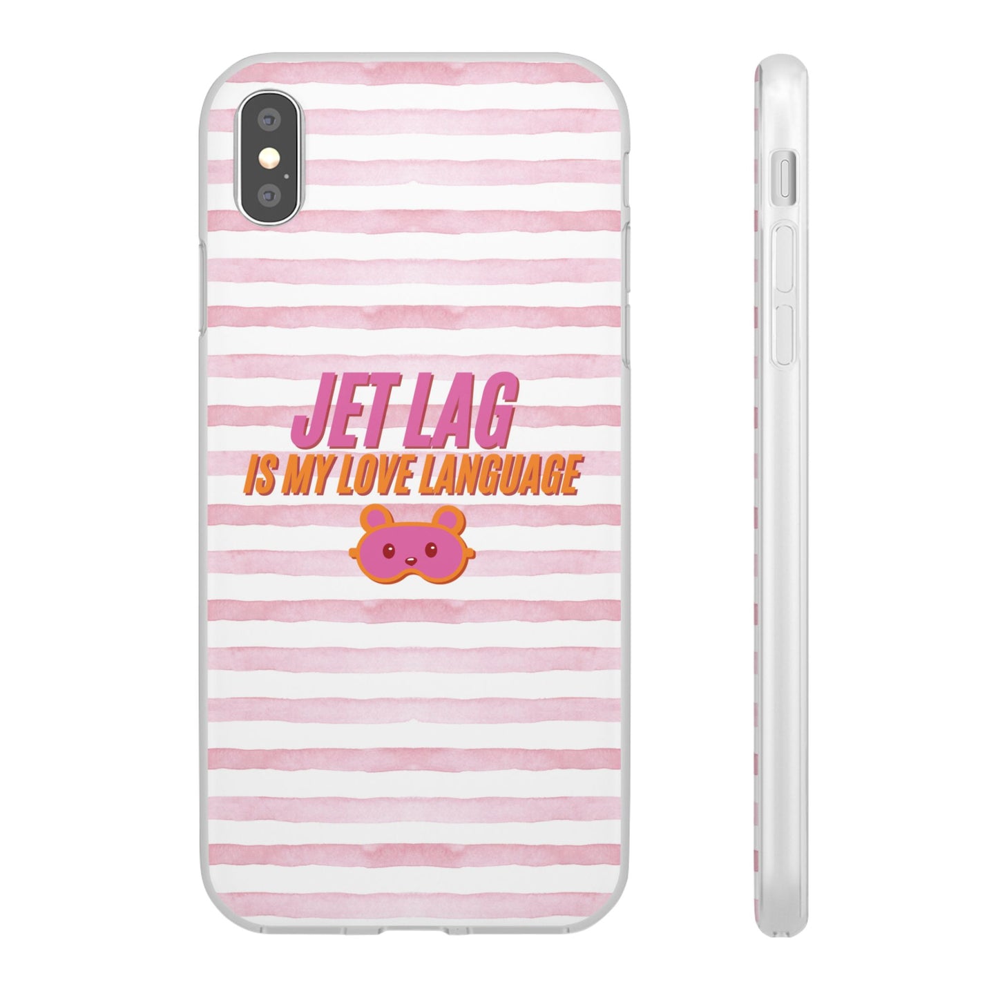 Phone Case - Jetlag is My Love Language Pink Stripe Flexi Case