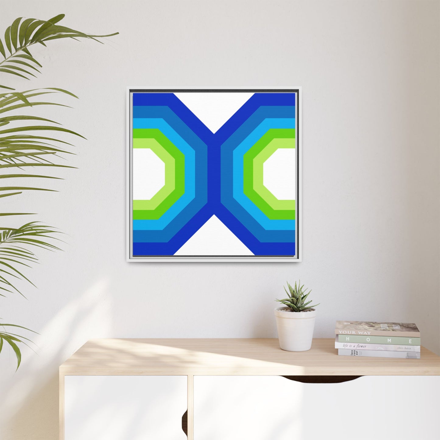 Modern Framed Geometric Canvas Art | Bold Color Meets Clean Framing