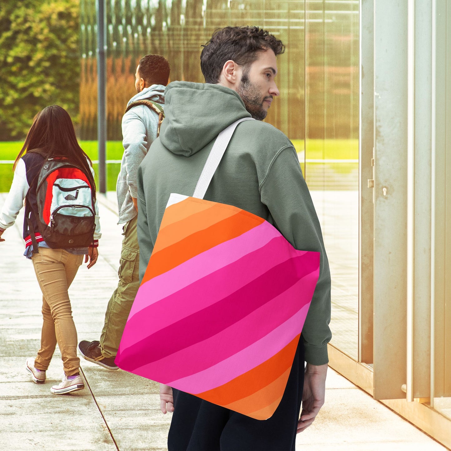 Geometric Art Tote Bag – 3 sizes | Bold lines. Vivid color. Retro with a modern twist.