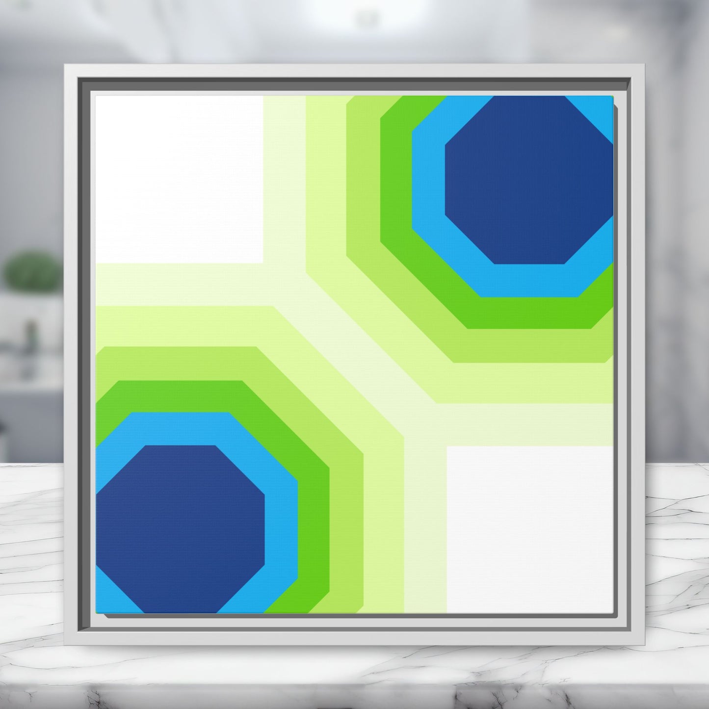 Modern Framed Geometric Canvas Art | Bold Color Meets Clean Framing