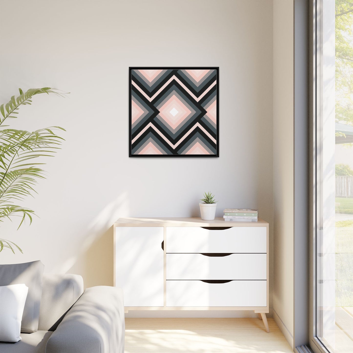 Modern Framed Geometric Canvas Art | Bold Color Meets Clean Framing