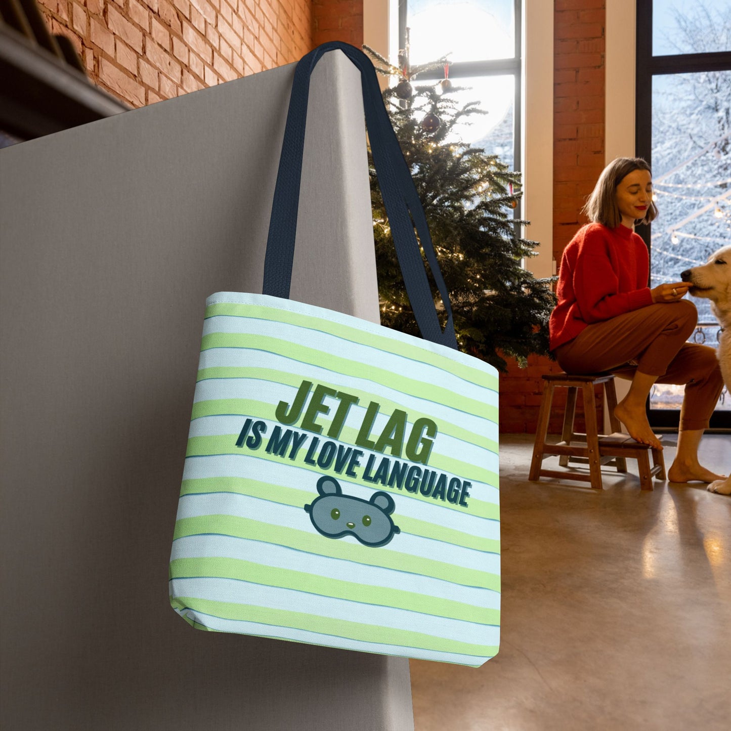 Jet Lag Is My Love Language Tote Bag in Green – 3 Sizes | For the Traveler Who’s Always Tired but Loving It