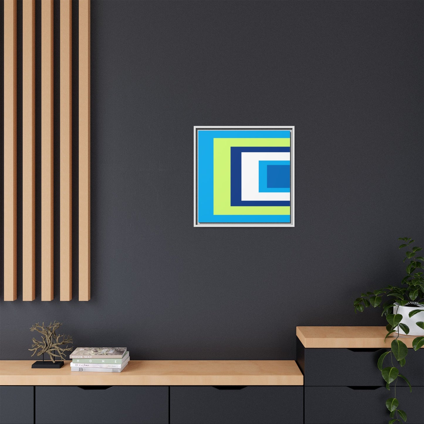 Modern Framed Geometric Canvas Art | Bold Color Meets Clean Framing