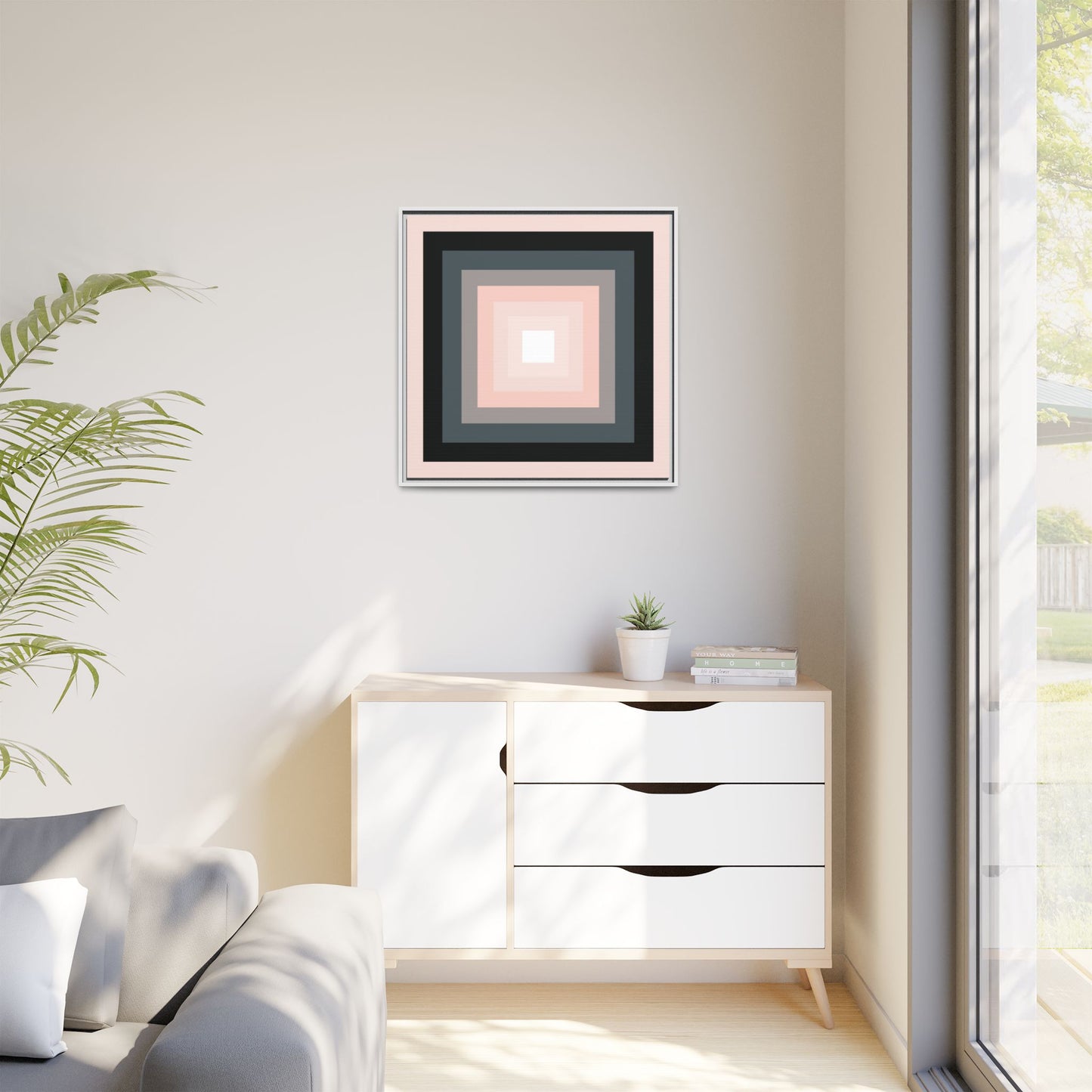 Modern Framed Geometric Canvas Art | Bold Color Meets Clean Framing