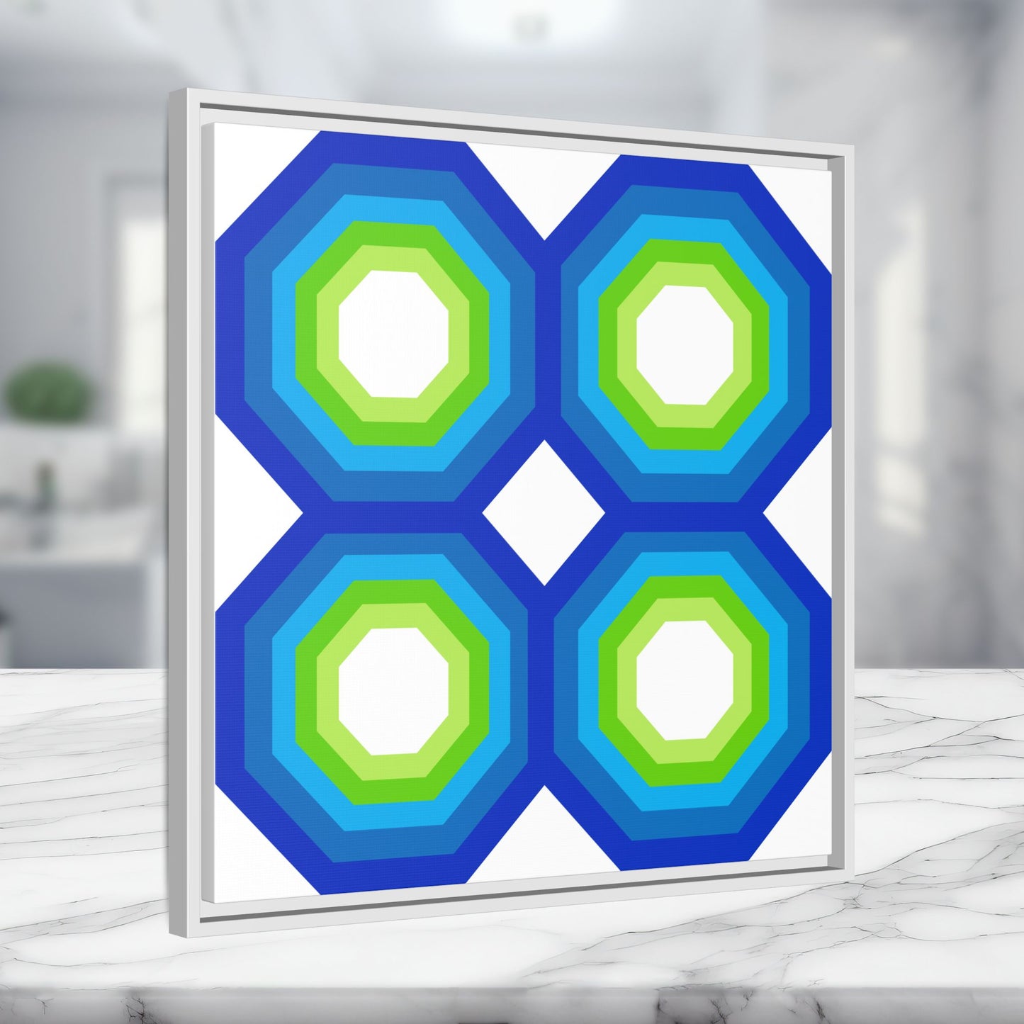 Modern Framed Geometric Canvas Art | Bold Color Meets Clean Framing