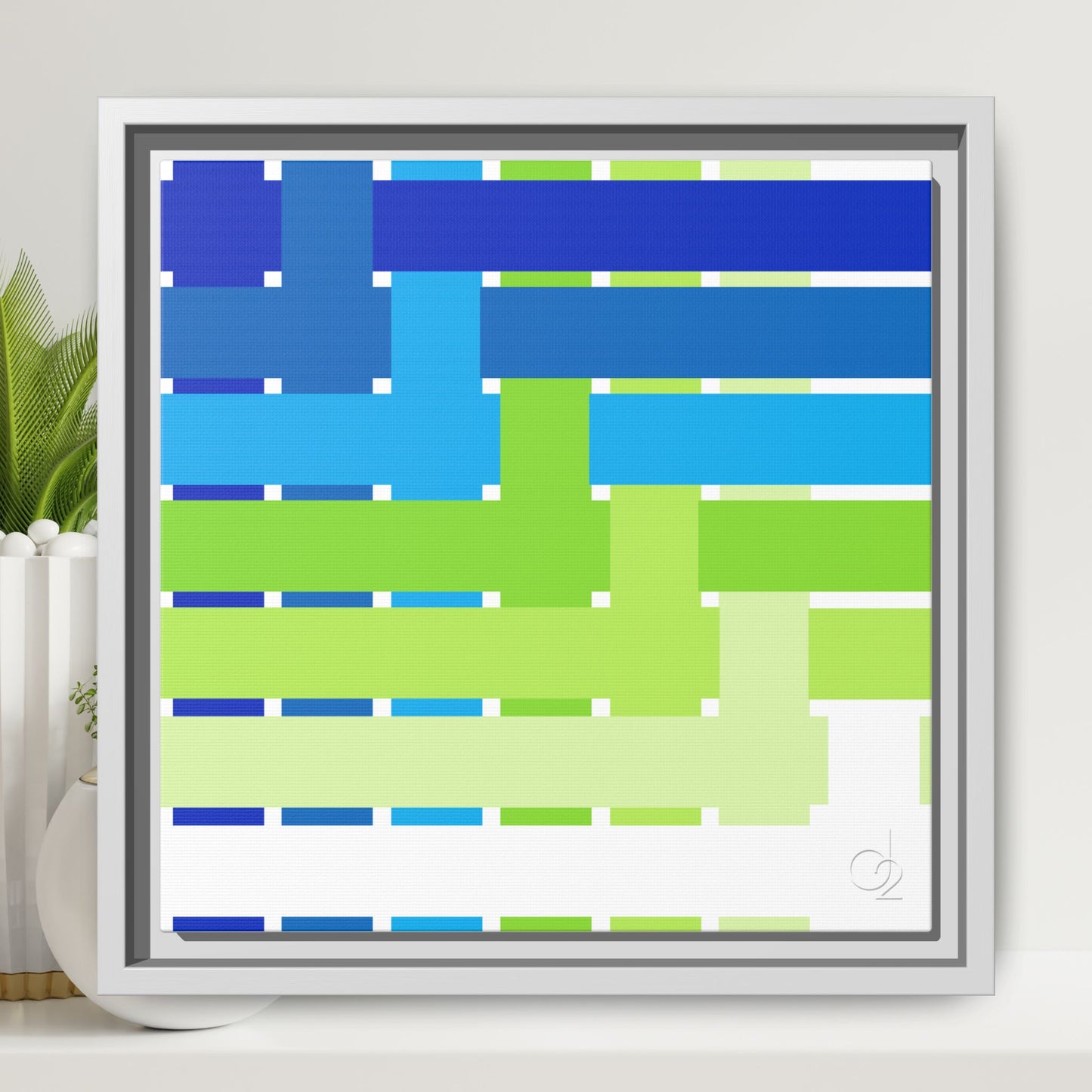 Modern Framed Geometric Canvas Art | Bold Color Meets Clean Framing