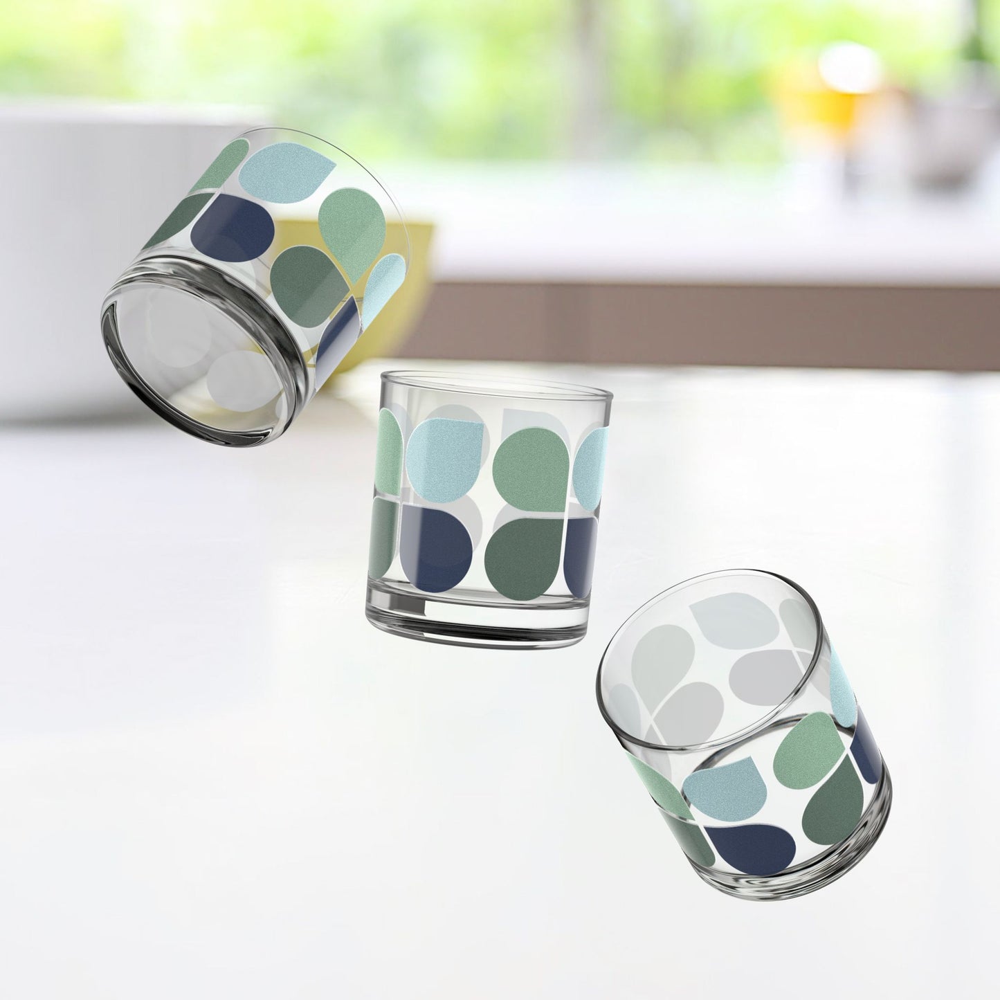 Vibrant Modern Retro Rocks Glass – 10oz