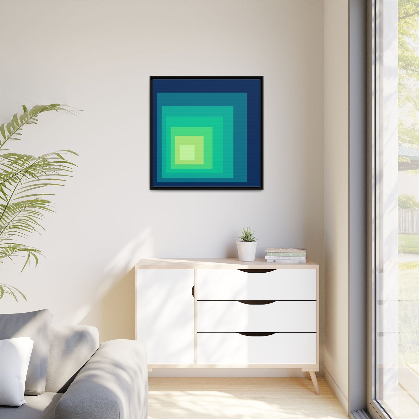 Modern Framed Geometric Canvas Art | Bold Color Meets Clean Framing