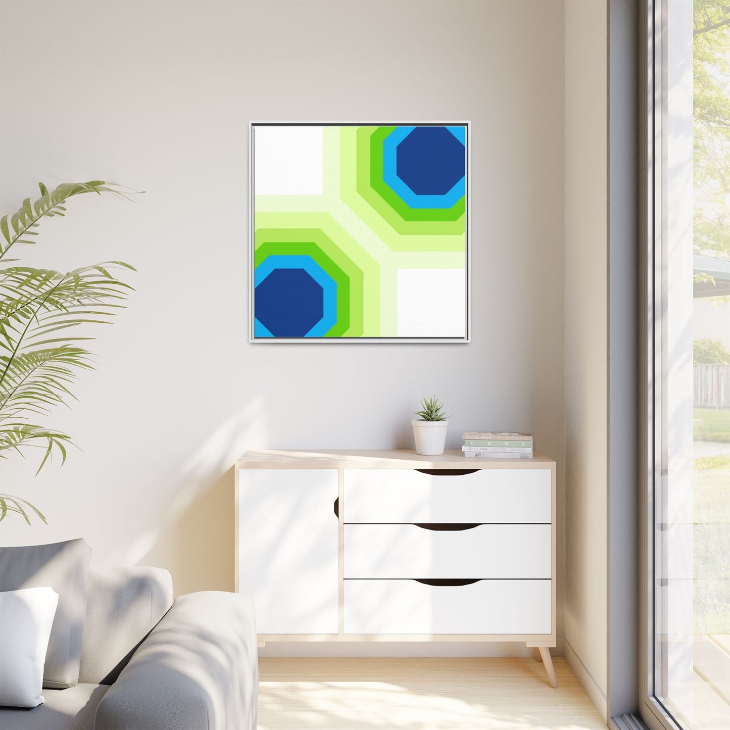 Modern Framed Geometric Canvas Art | Bold Color Meets Clean Framing