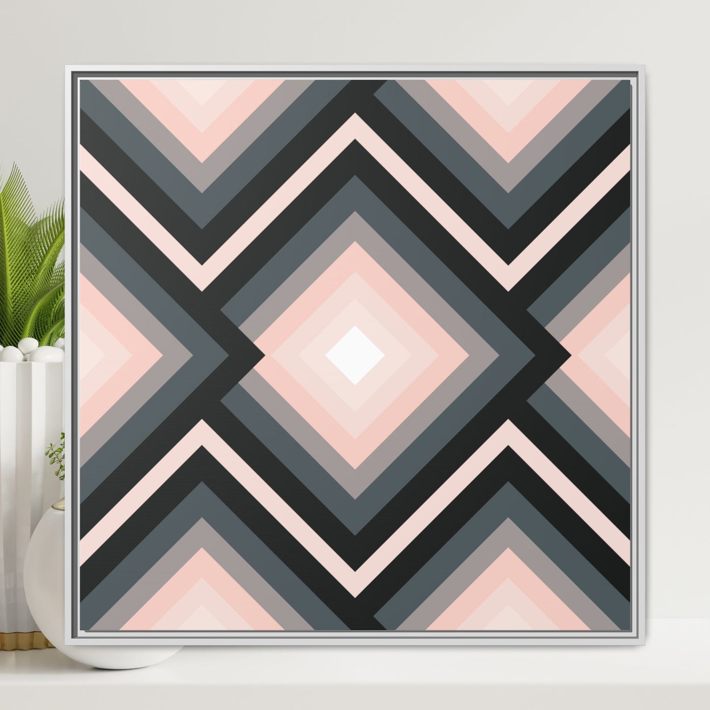 Modern Framed Geometric Canvas Art | Bold Color Meets Clean Framing