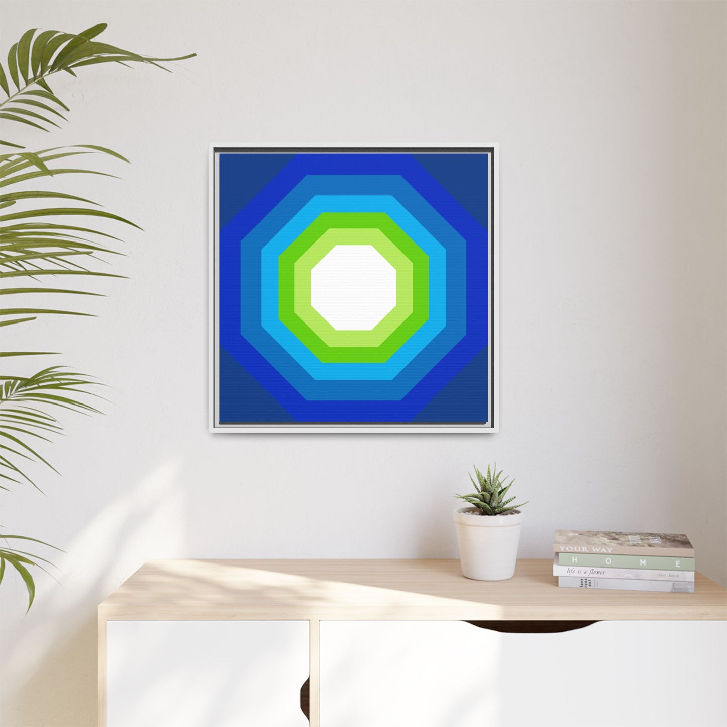 Modern Framed Geometric Canvas Art | Bold Color Meets Clean Framing