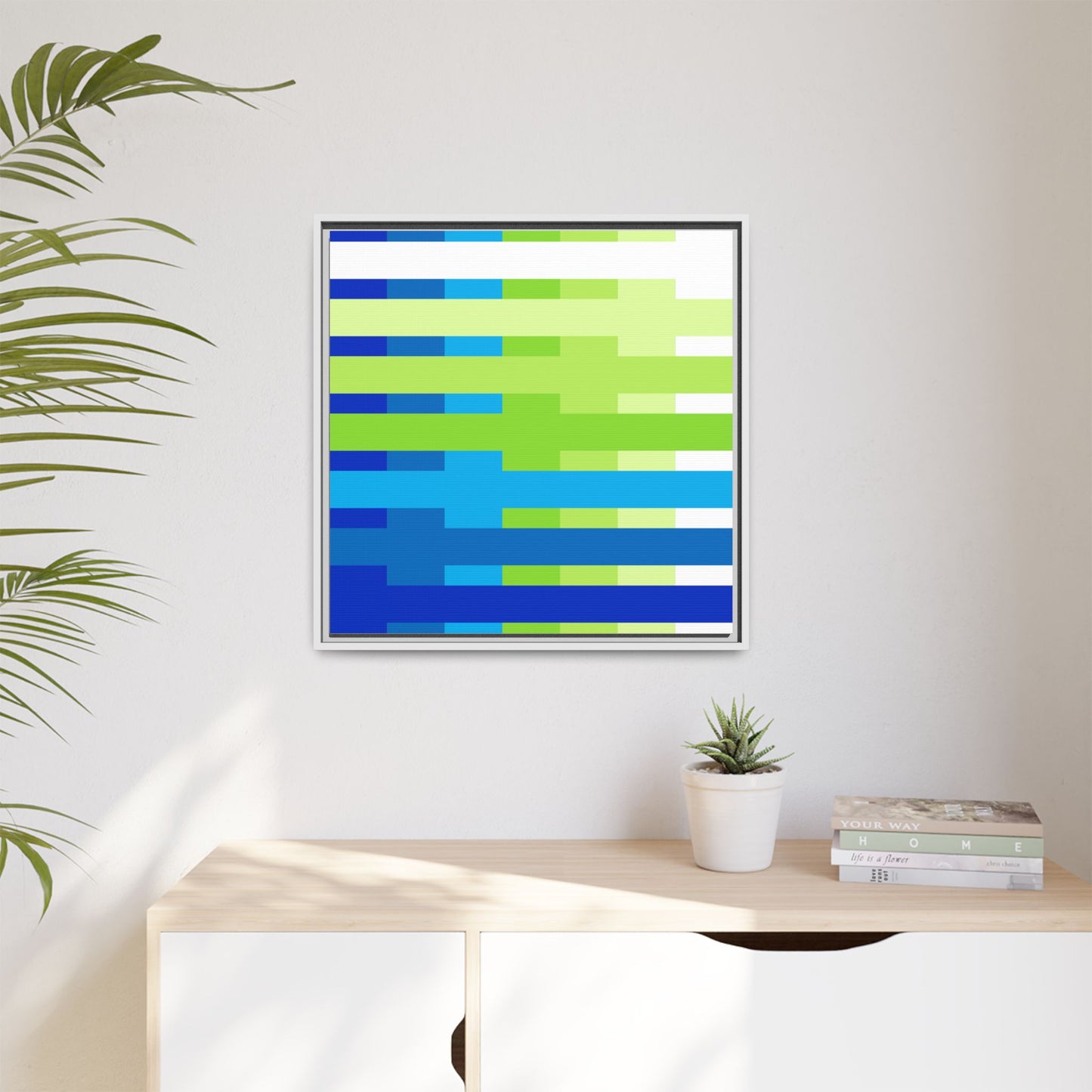 Modern Framed Geometric Canvas Art | Bold Color Meets Clean Framing