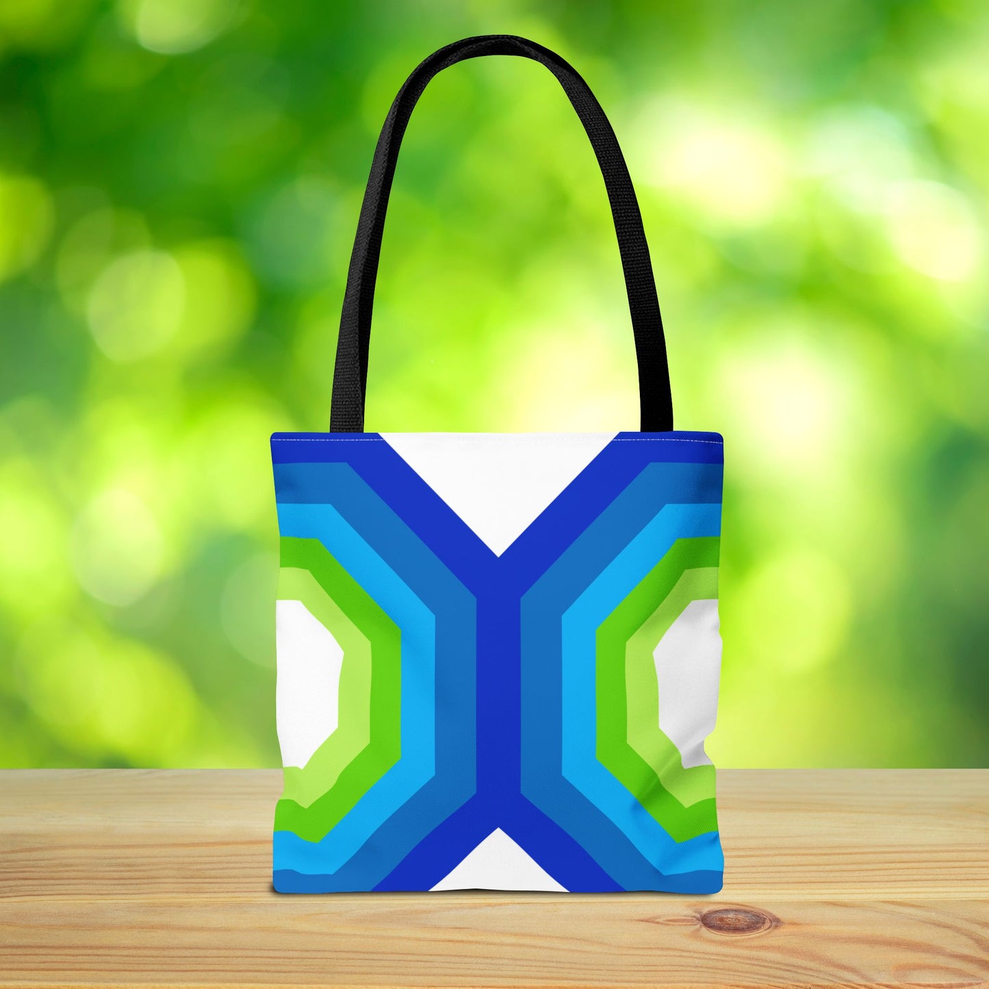 Geometric Art XVI Tote Bag – 3 sizes | Bold lines. Vivid color. Retro with a modern twist.